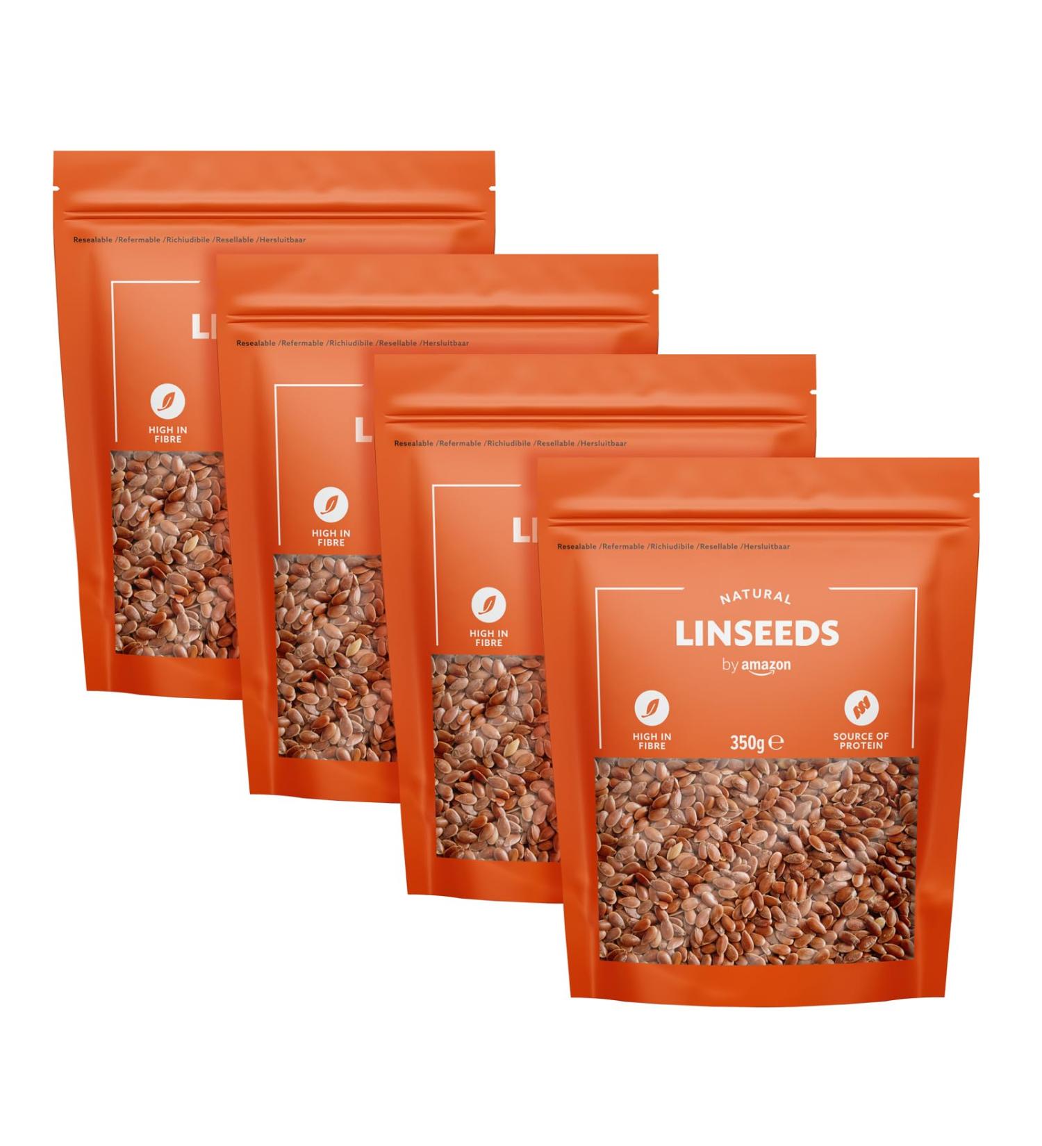 by Amazon Natural Linseeds 4 x 350 g 1400 g - Buy Online on GoSupps.com
