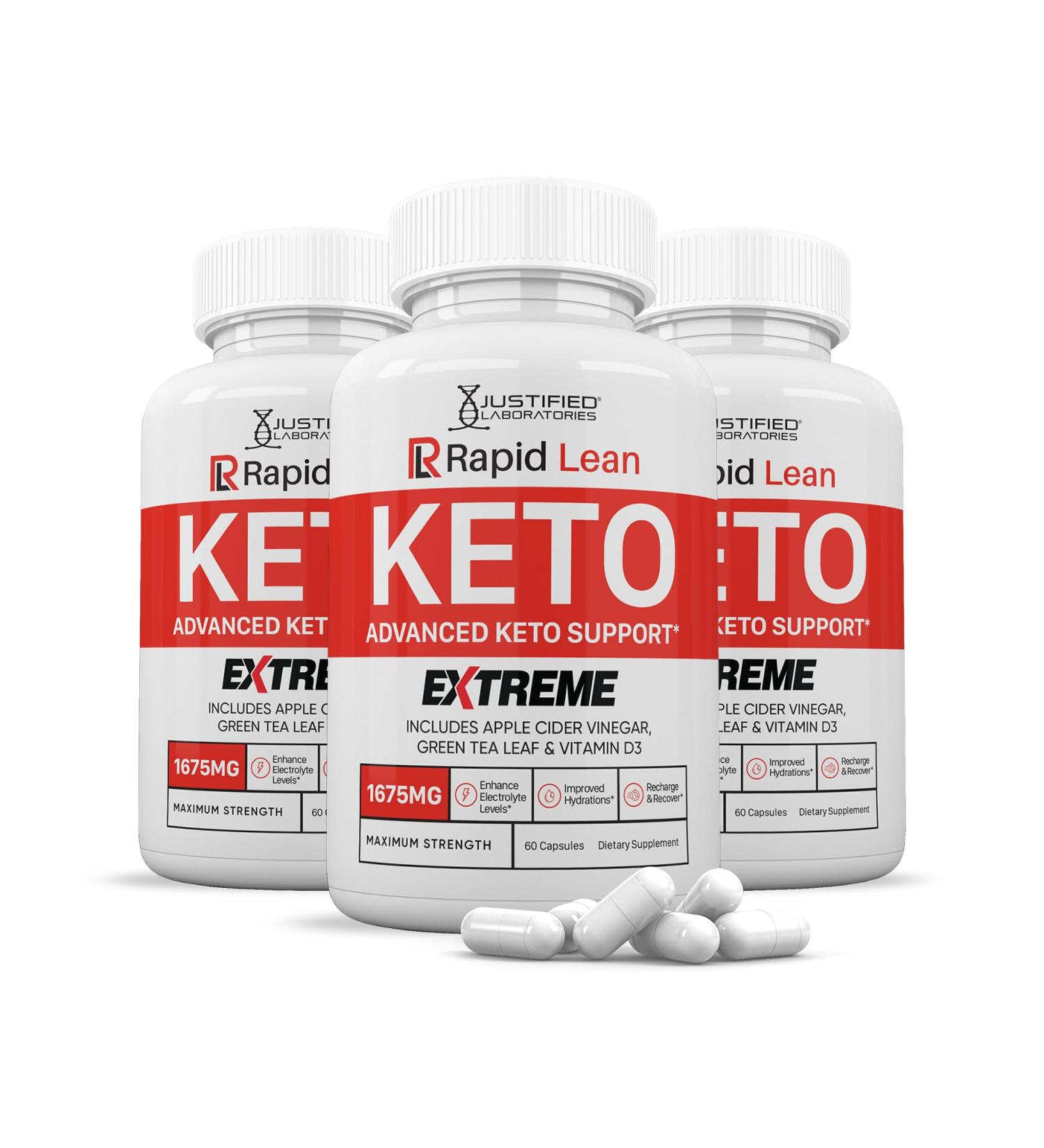 (3 Pack) Rapid Lean Keto ACV Extreme Pills 1675MG Keto Support Blend Capsule Alternative to Keto ACV Gummies Formulated Apple Cider Vinegar Extra Virgin Olive Oil Powder Green Tea Leaf 180 Capsules - Buy Online on GoSupps.com