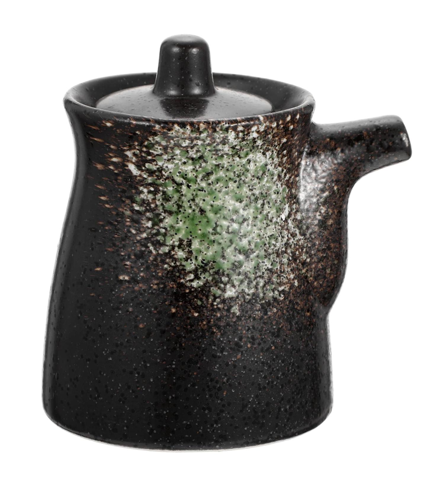Zerodeko Soy Sauce Pot Vinegar Pot Liquid Containers Oil-brushing Bottle Vinegar Container Salad Dressing Dispenser Japanese Decor Condiment Jar Oil Decanter Spray Syrup Ceramics 10X8.5X7CM Green - Buy Online on GoSupps.com