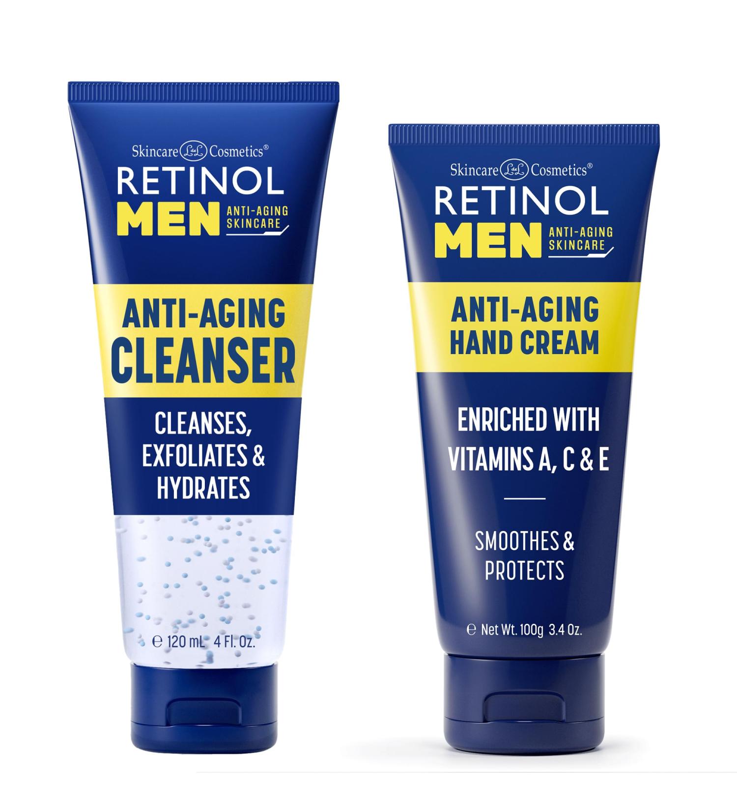 Retinol Men's Gel Cleanser Gently exfoliates skin for Improved Texture Men Anti-Aging Hand Cream For Younger Looking Hands - Buy Online on GoSupps.com