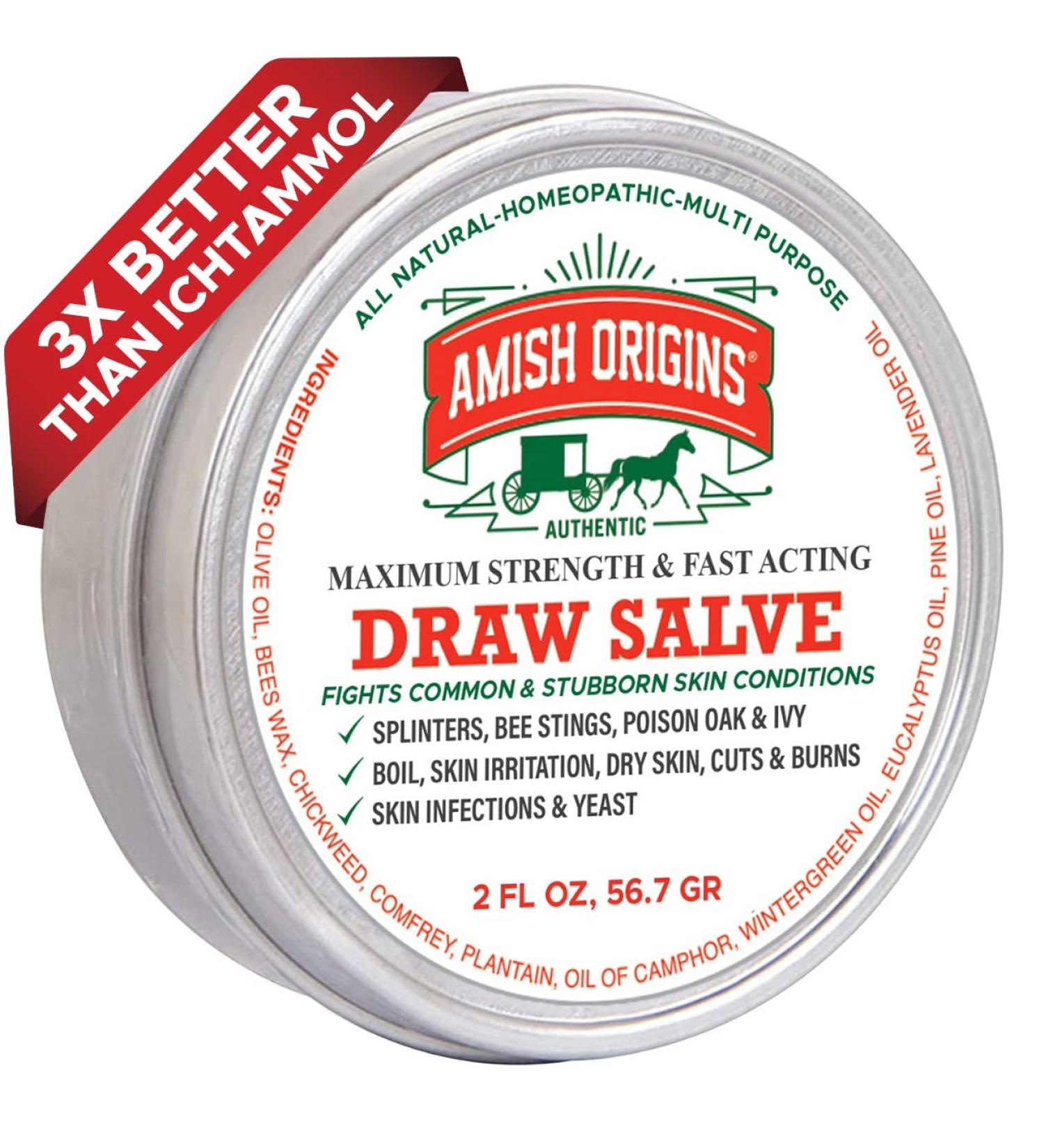 Amish Origins Draw Salve 2 fl oz - Natural Pain Relief & Skin Treatment - Buy Online on GoSupps.com