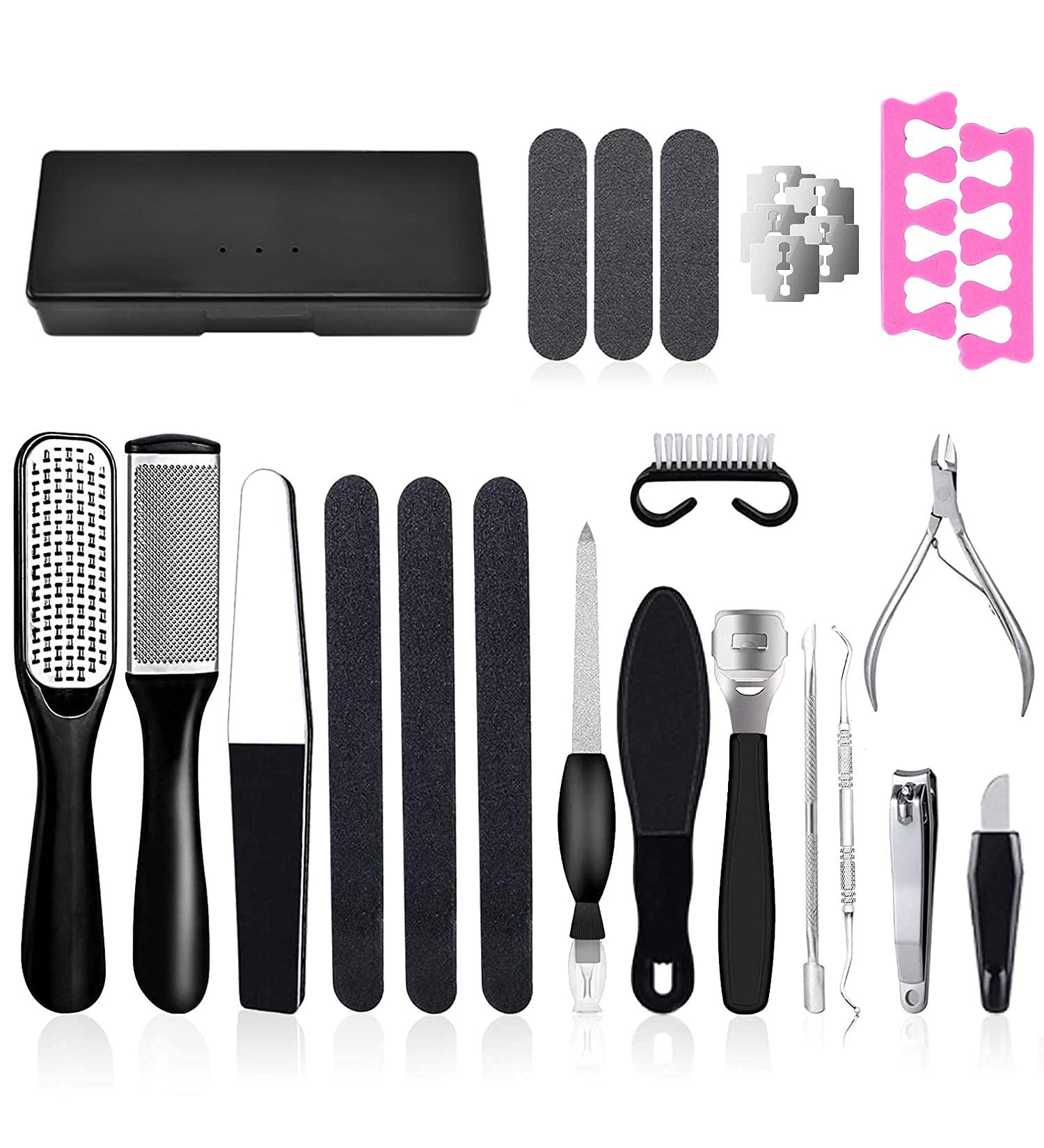 Pedicure Kit Professional 25 in 1 Foot Dead Skin Remover | Callus Remover Tools for Manicure & Foot Care | Gifts for Women Men - F04 - Buy Online on GoSupps.com