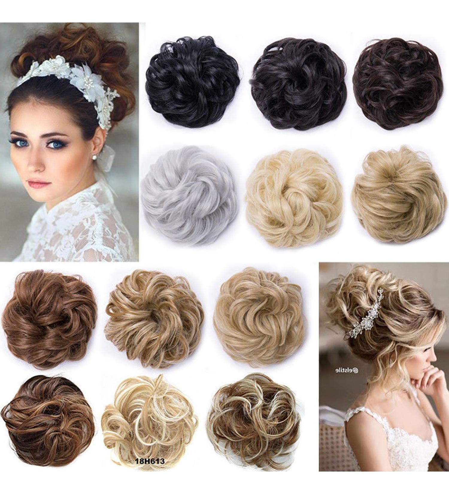 Real Fashion Hair Extensions | Natural Brown Curly Messy Bun Scrunchie for Volume & Updos - International Shipping - Buy Online on GoSupps.com