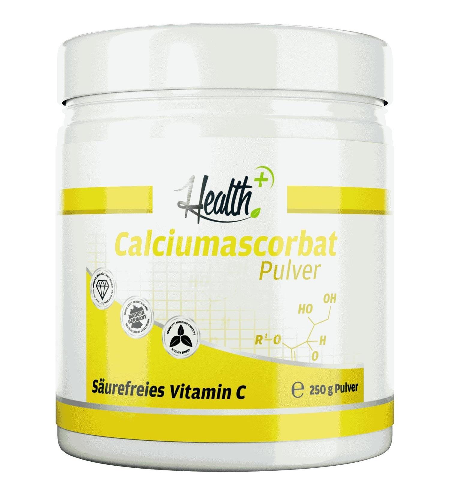 Health+ Calcium Ascorbate - 250 g acid-free vitamin C powder to support the immune system Made in Germany
