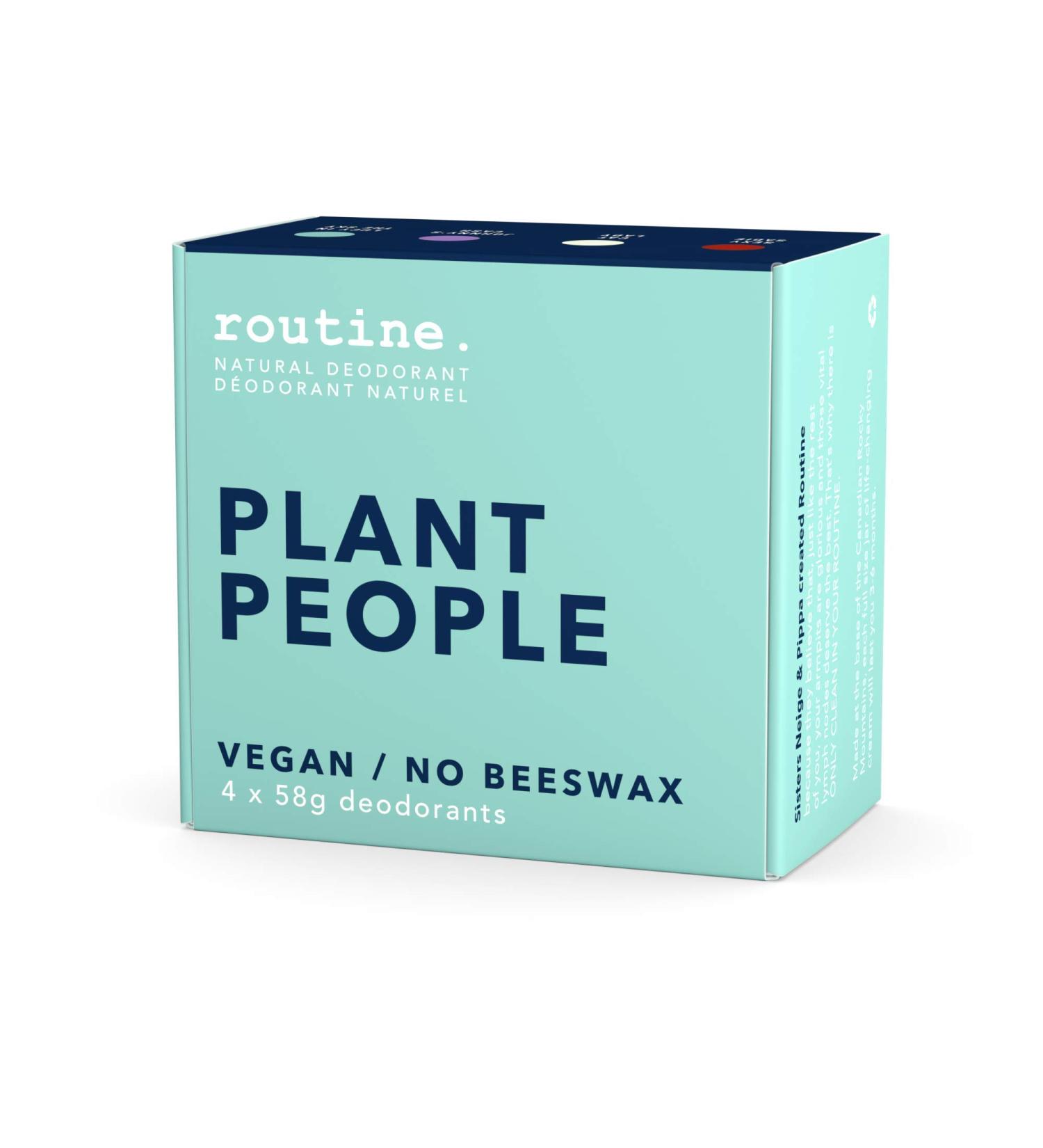 Routine Plant People Kit: 4 Natural Deodorant Deo Jars | Sexy Sadie Johnny's Cash Cat Lady & Lucy in the Sky | Baking Soda Free 58g | Aluminum Free Natural Deodorant for Women & Men - Buy Online on GoSupps.com