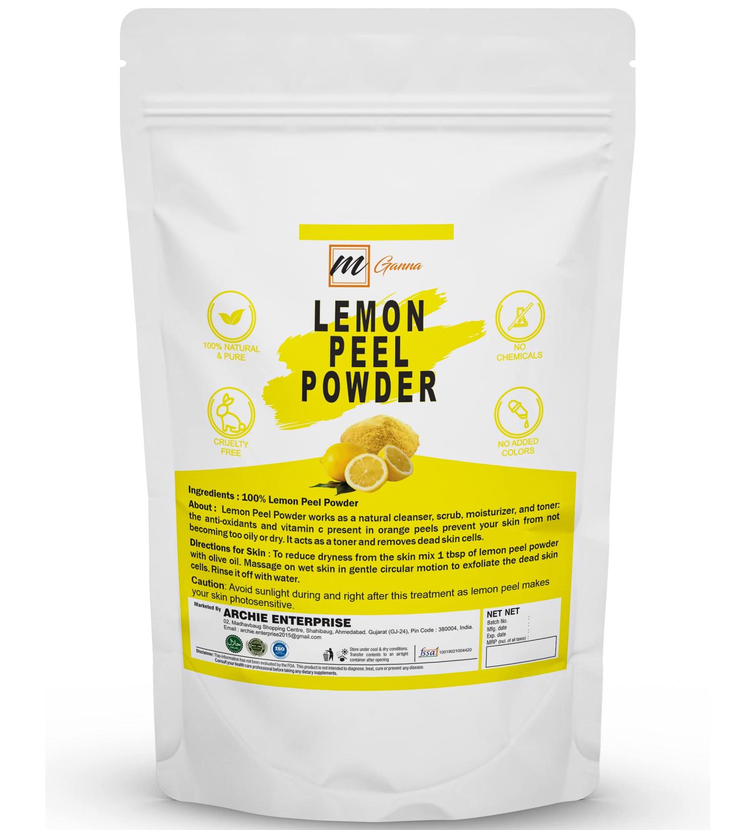 100% Natural Lemon Peel Powder For Skin Care and Facial Mask 100 GMS / 0.22 LBS