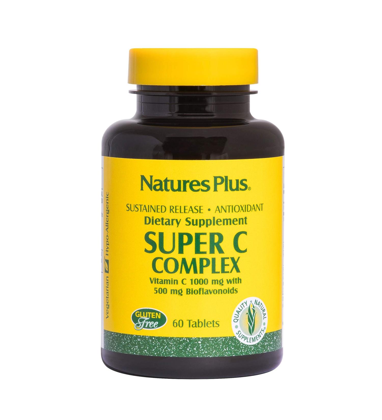 Nature's Plus Super C Complex 60 Tablets | Sustained Release Vitamin C for Immune Support - Buy Online on GoSupps.com