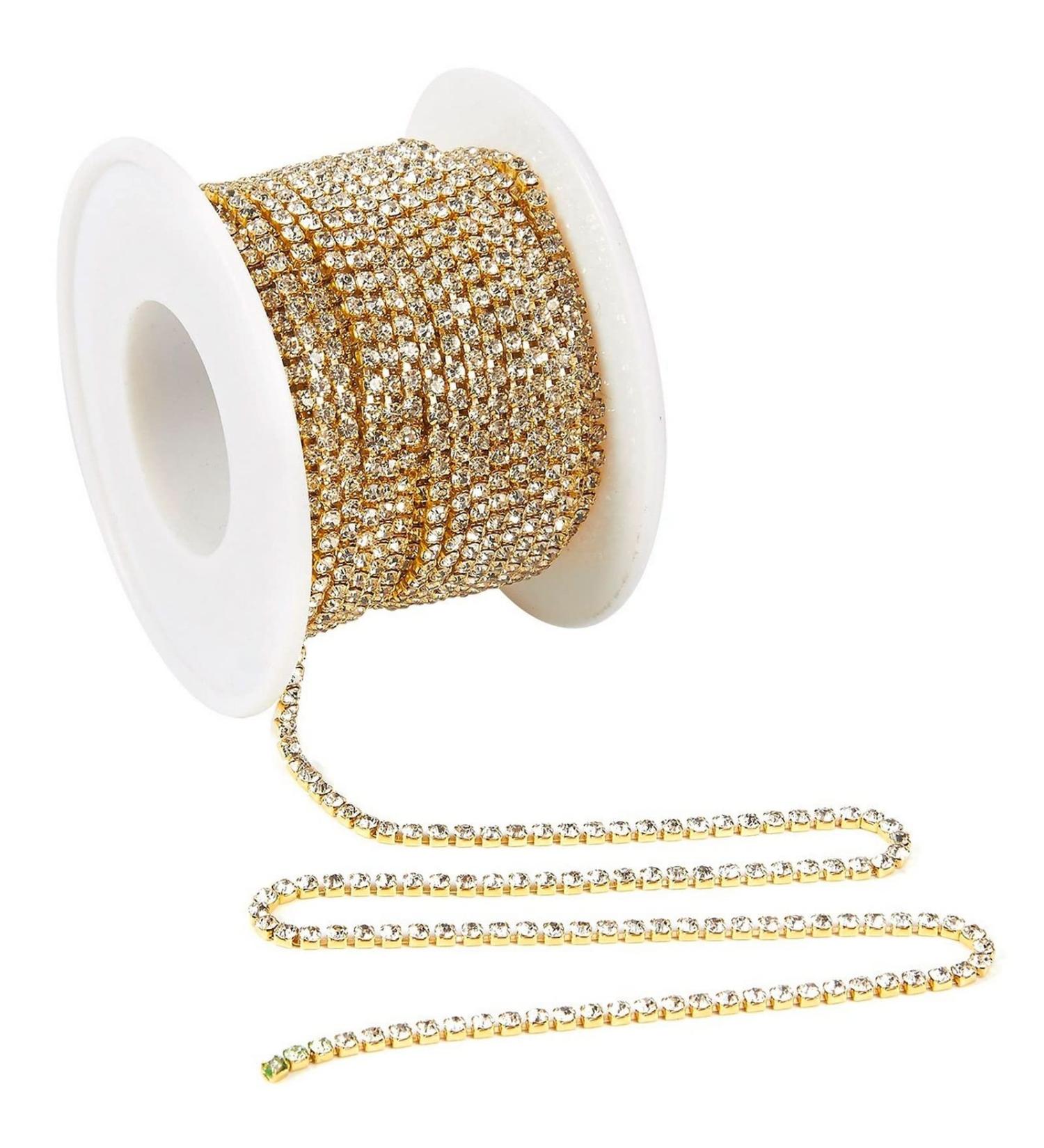 11 Yards Gold Rhinestone Trim String for DIY Jewelry Making & Crafts - 2mm Wide - Buy Online on GoSupps.com