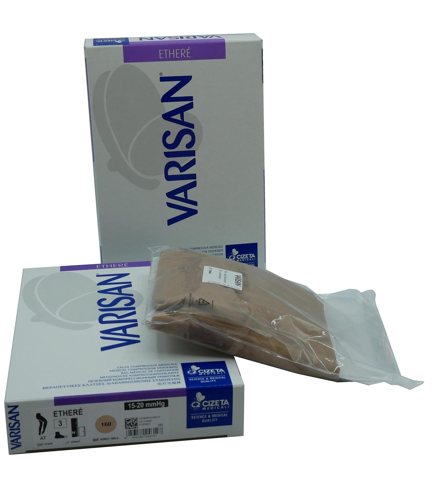 Cizeta Medicali Varisan Ethere1520 medical stockings Ether Class 2 graded compression tights 15-20 mmHg normal length open toe seconda Poudre
