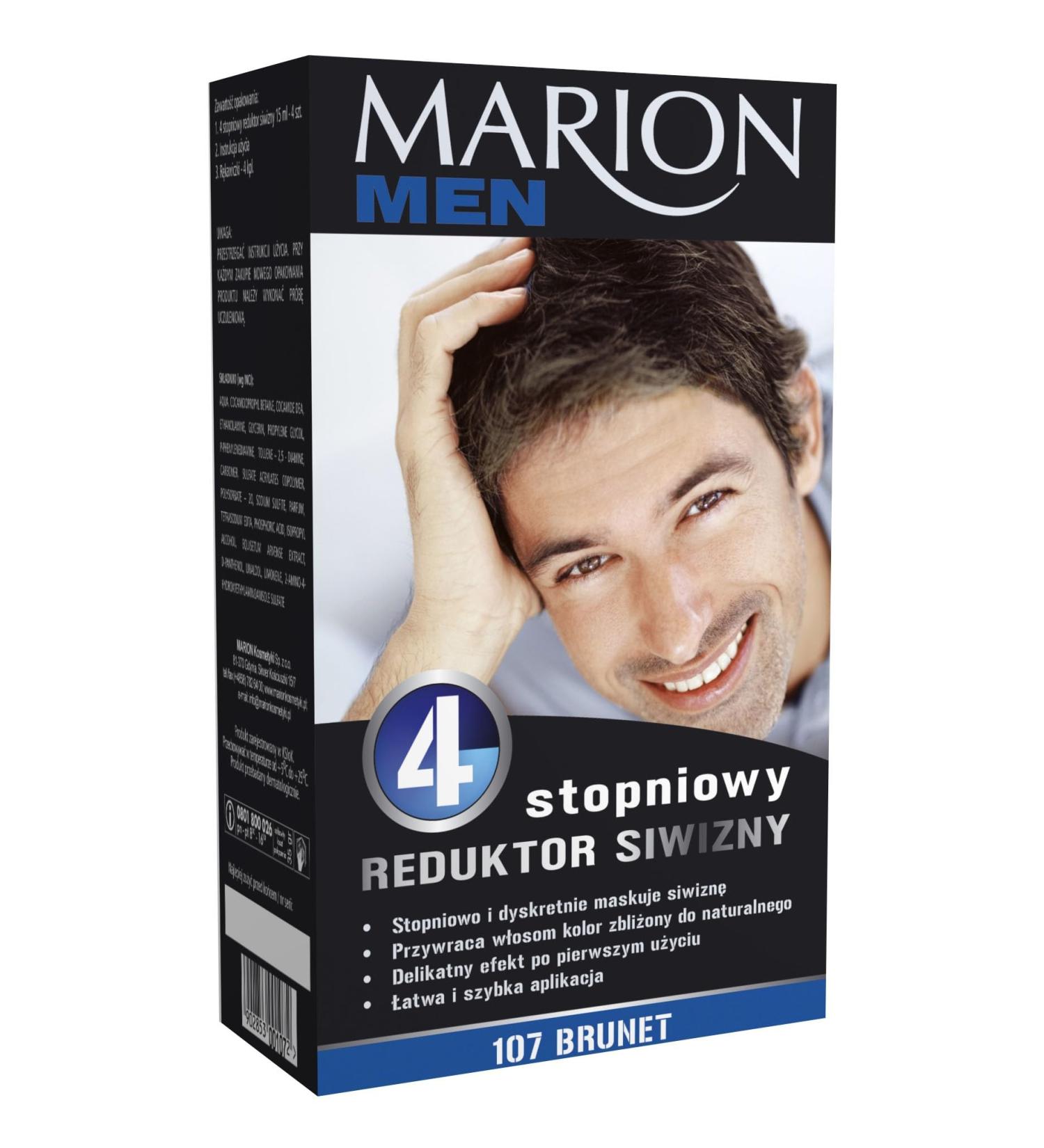 MARION Men antigray hair coloring treatment 4 x 15 ml 107 black hair