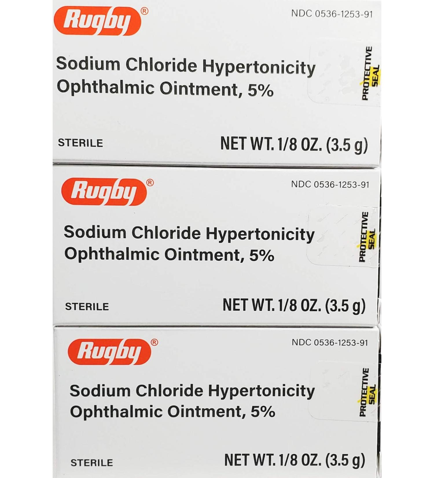 Rugby Sodium Chloride Ophthalmic Ointment 5% 3.5 gm (Pack of 3) - Compare to Muro 128 - Buy Online on GoSupps.com