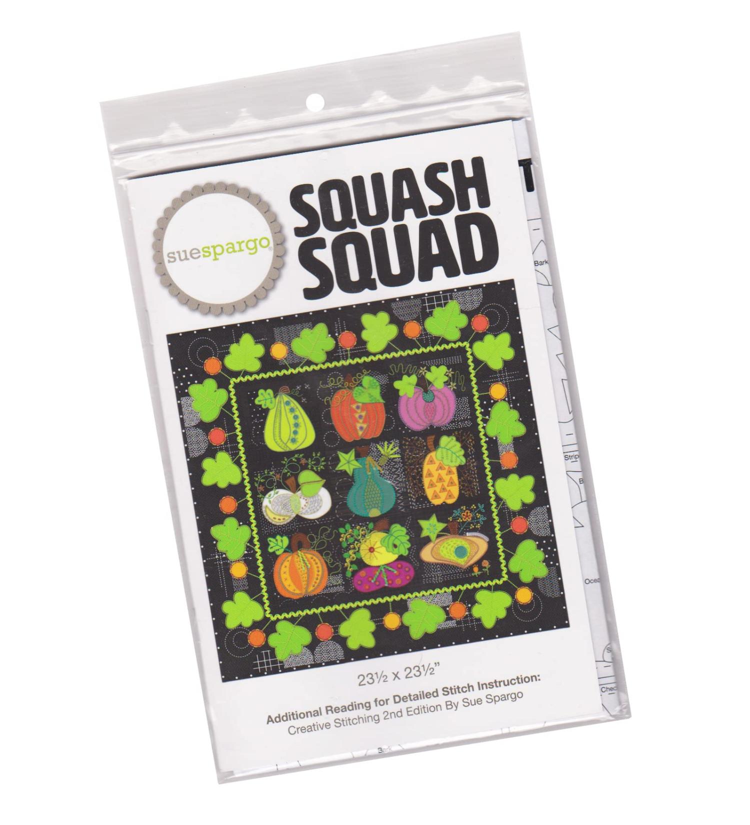 Squash Squad Wall Quilt Pattern by Sue Spargo - Wool Applique Project (Finished Size is 23.5 x 23.5)