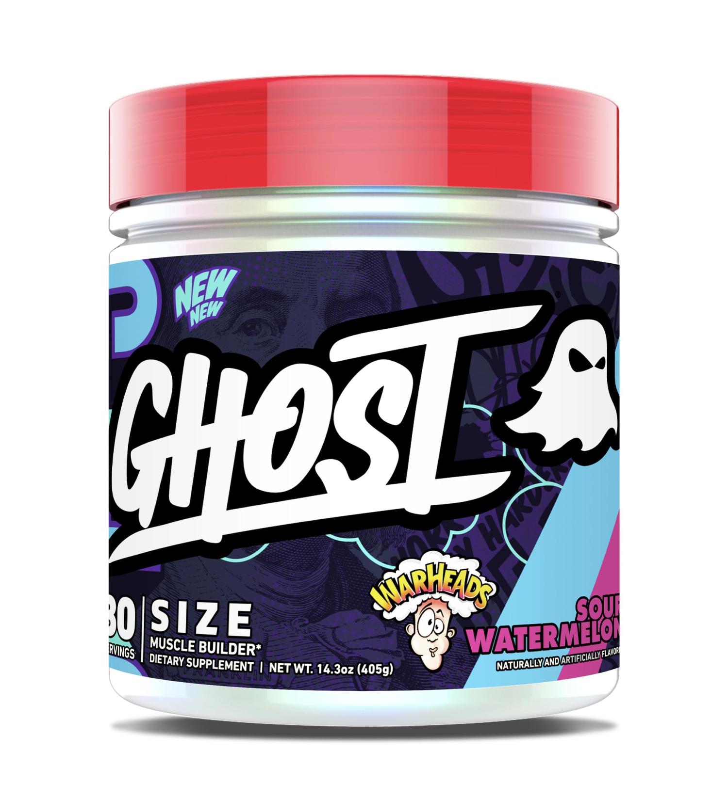 GHOST Size V3 Muscle Builder Dietary Supplement - Warheads Sour Watermelon 30 Servings Support Muscle Growth & Strength Building for Men & Women - Creatine & Betaine - Free of Sugar & Gluten V3 Warheads Sour Watermelon - Buy Online on GoSupps.com