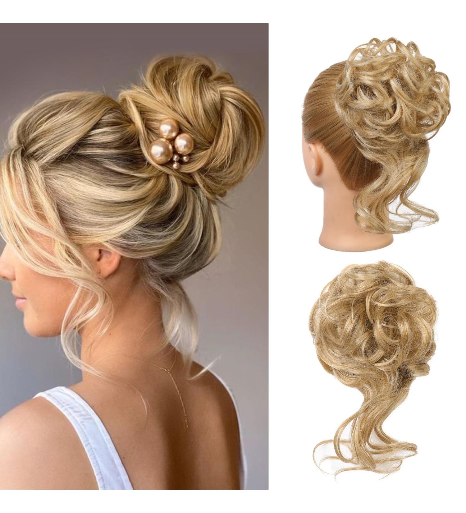 REECHO Synthetic Messy Bun Hair Piece in Medium Golden Blonde - Tousled Updo Elastic Hair Bun for Women - Buy Online on GoSupps.com