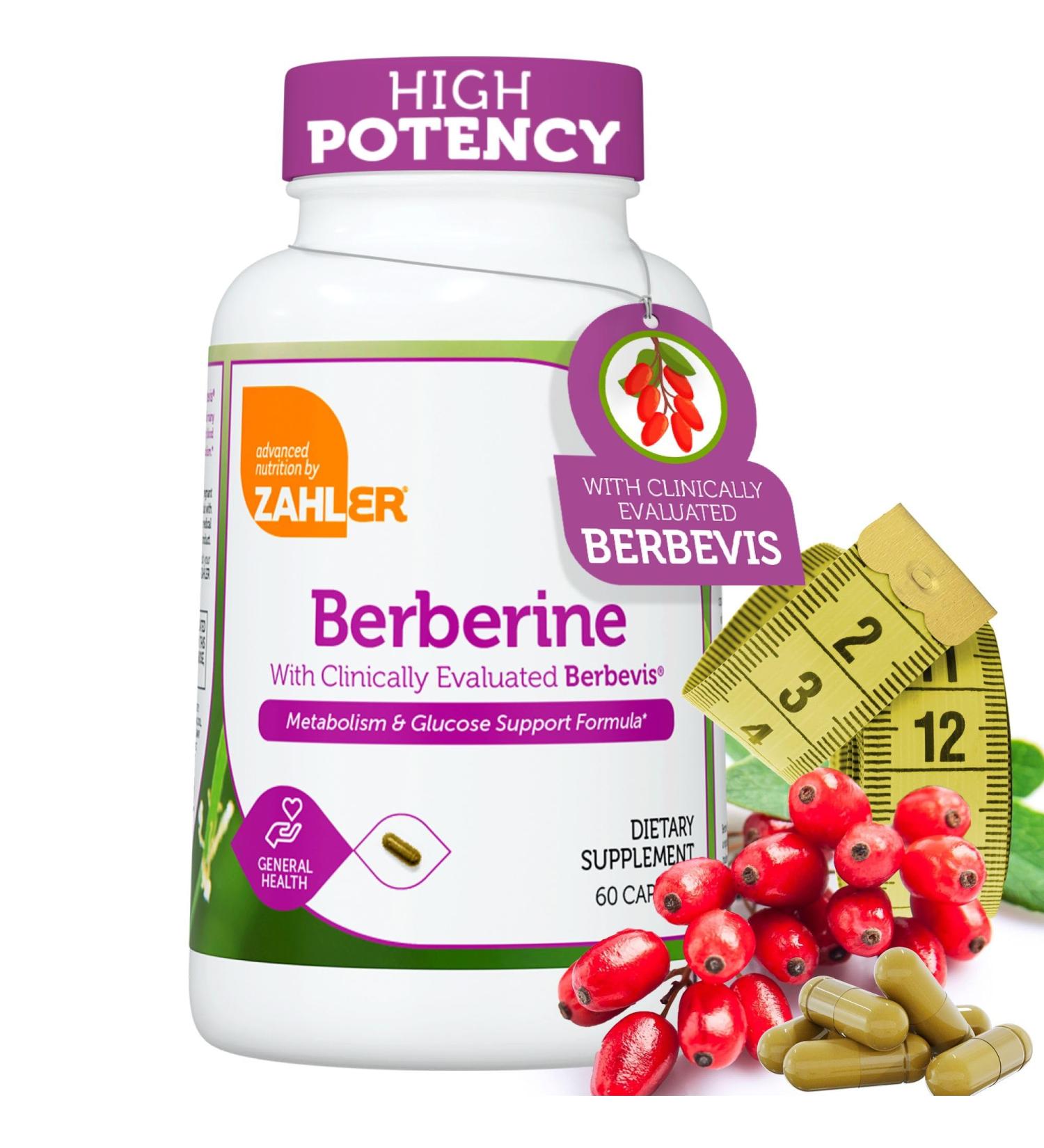 Zahler Berberine with Clinically Evaluated Berbevis Metabolism and Glucos Support Formula 60 Capsules. - Buy Online on GoSupps.com