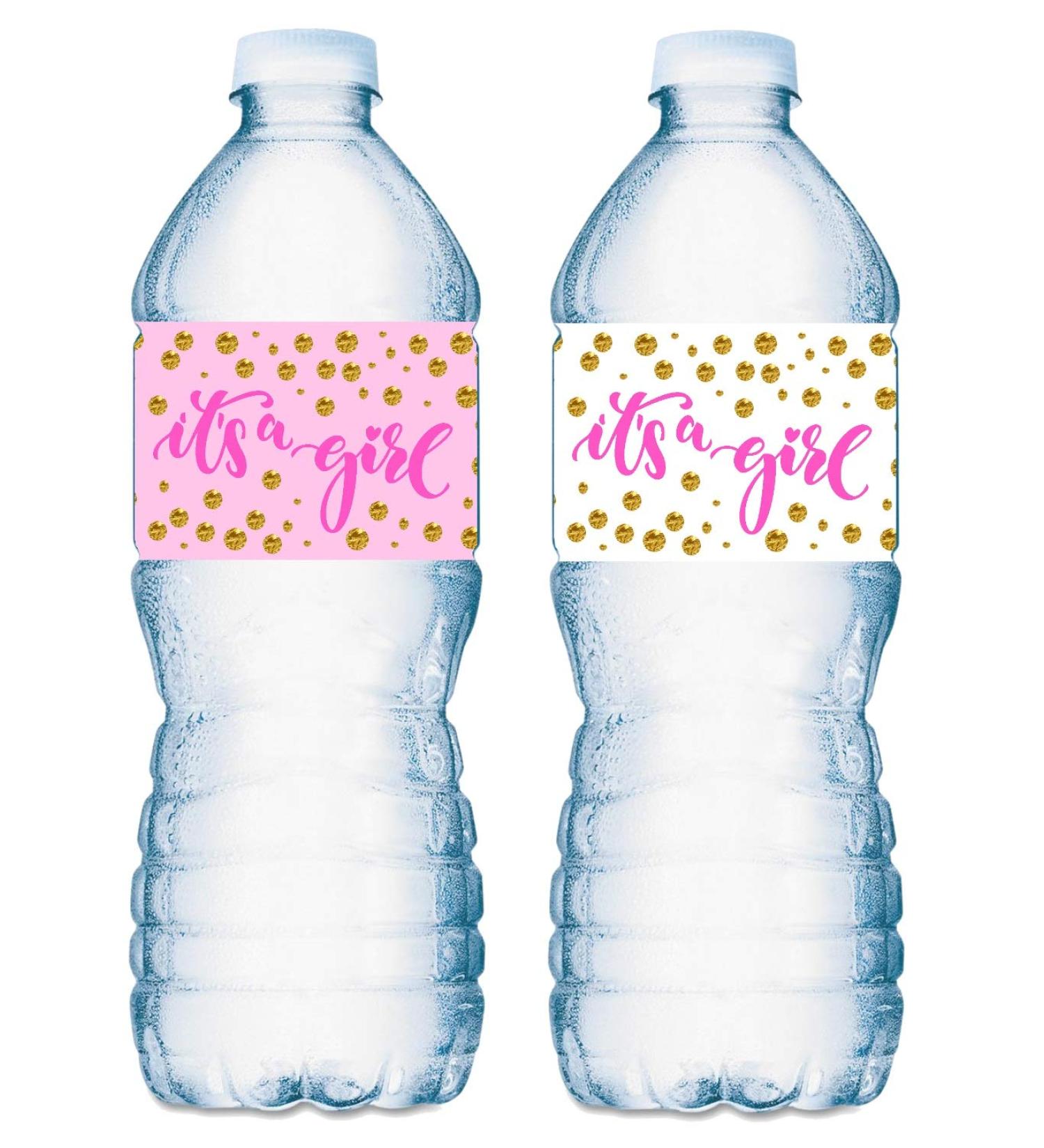 20 Pink It's a Girl Water Bottle Labels - Baby Shower Decorations - Buy Online on GoSupps.com