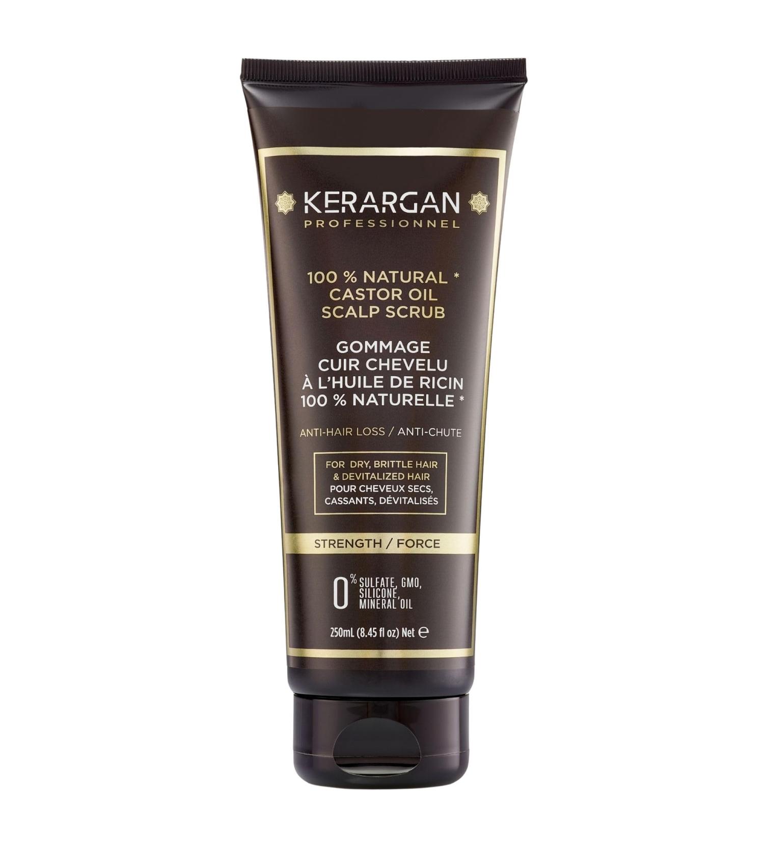 Kerargan - Anti-Hair Loss Hair Scrub with Castor Oil - For a Healthy Scalp and Revitalized Hair - Enriched with Sweet Almond Oil and Aloe Vera - Sulfate-free GMO-free Silicone-free - 8.5 Fl oz - Buy Online on GoSupps.com