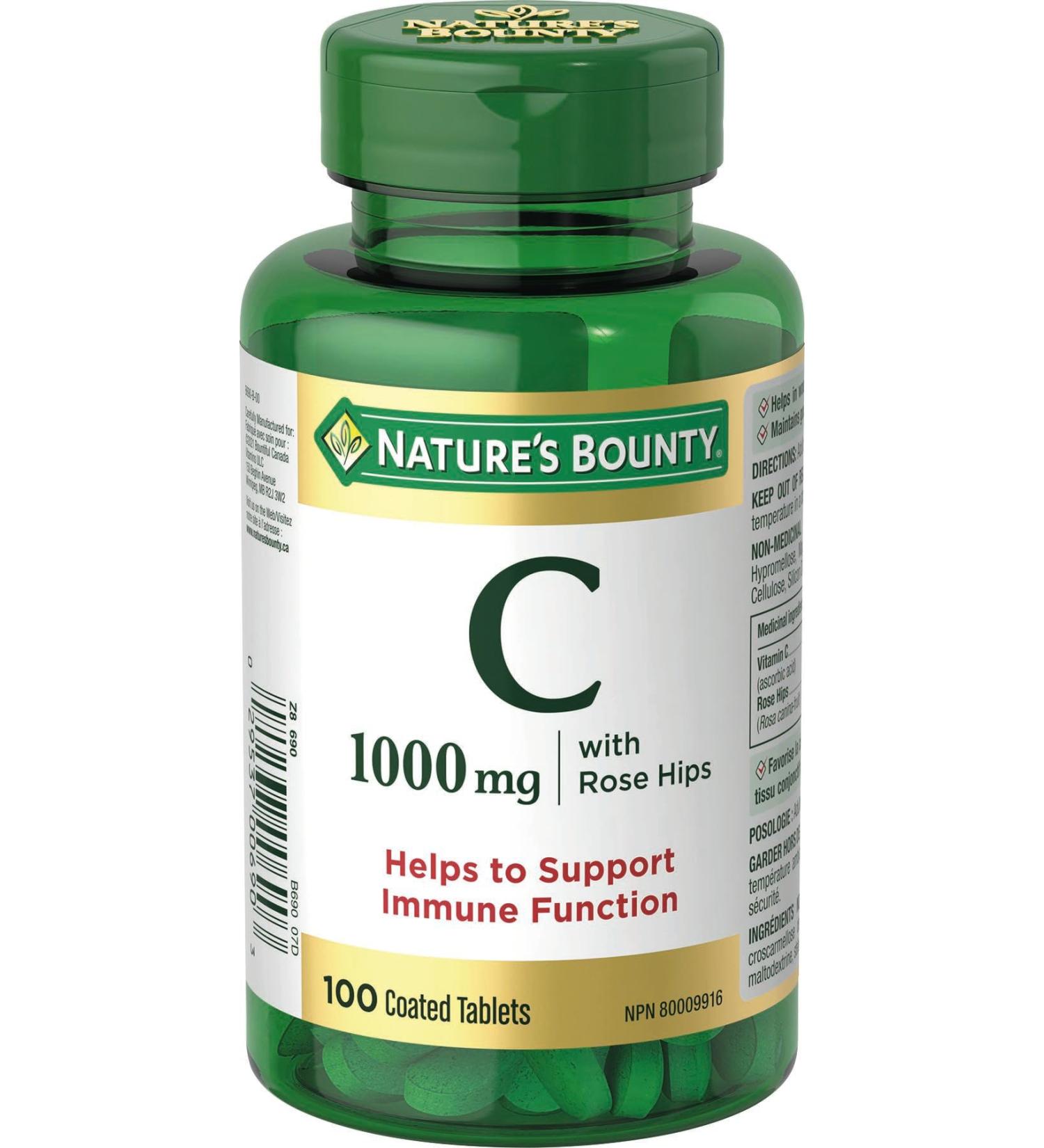 Nature's Bounty Vitamin C Supplement with Rose Hips Helps Maintain Good Health 1000mg 100 Tablets - Buy Online on GoSupps.com