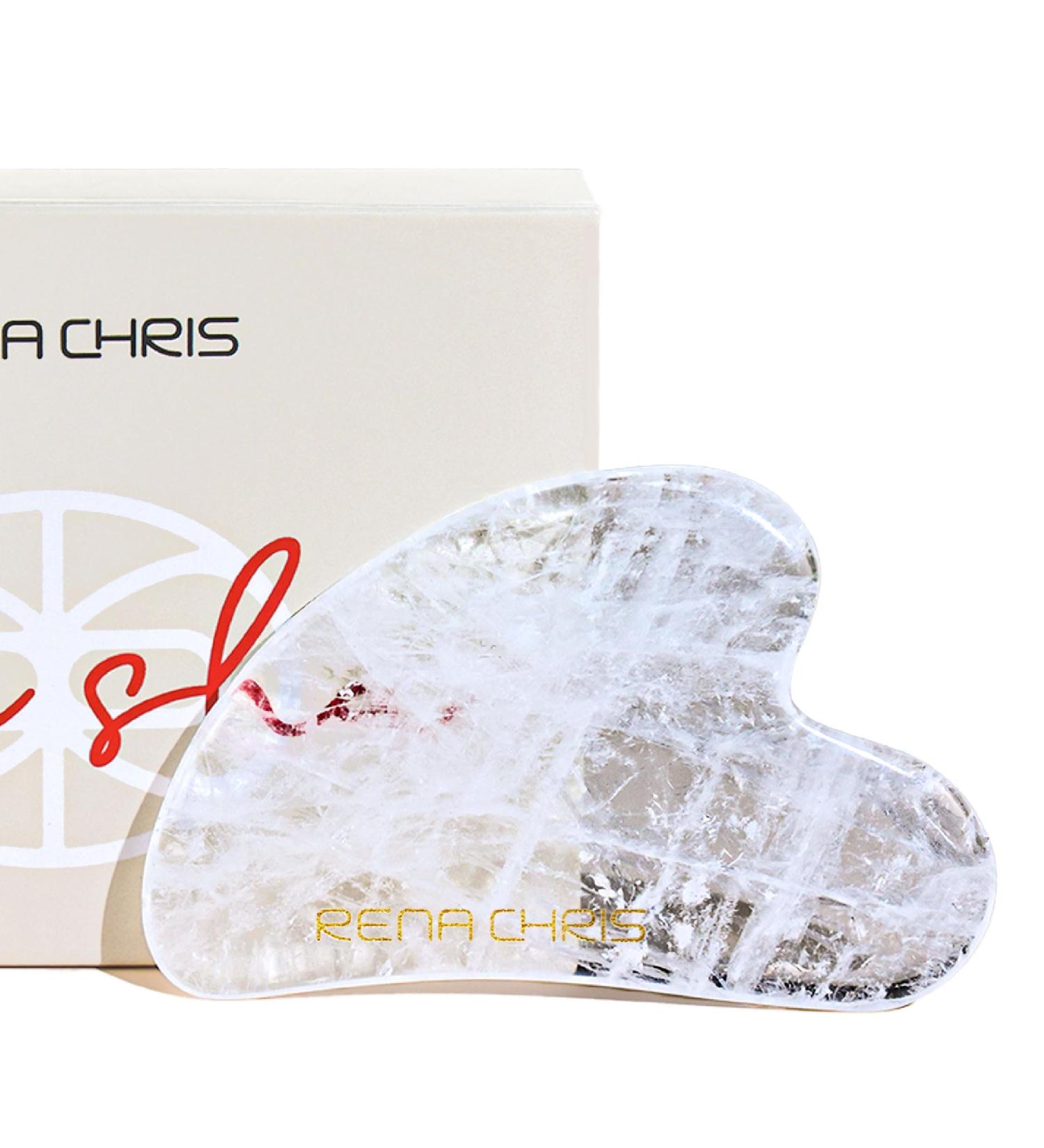Rena Chris Gua Sha Jade Stone - Natural White Crystal Facial Massage Tool for Spa & Acupuncture Therapy | Ideal for All Skin Types - Buy Online on GoSupps.com