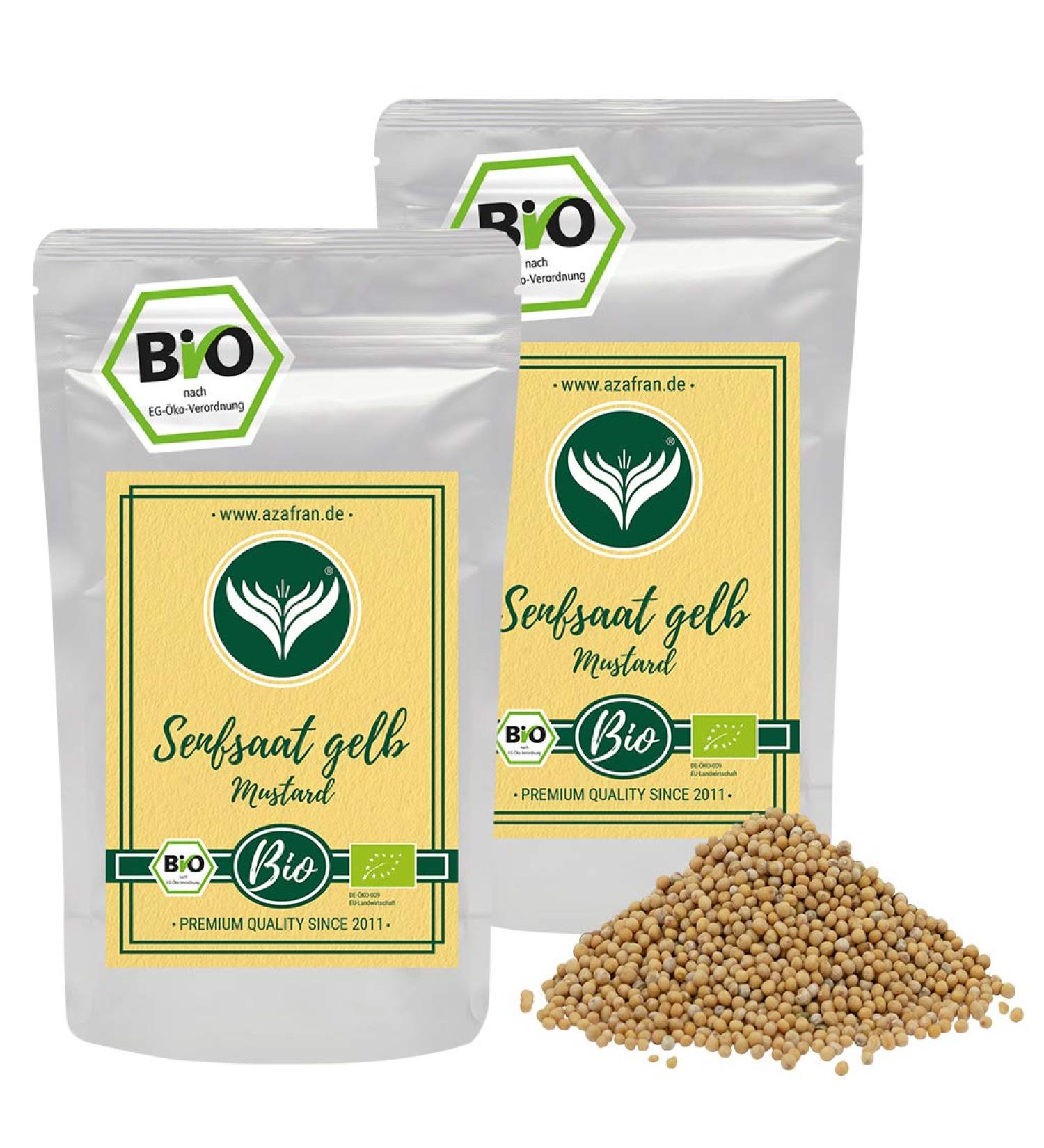 Buy Organic Yellow Mustard Seeds (500g) - Azafran | Premium Mustard Grains for Cooking & Homemade Mustard | International Shipping Available - Buy Online on GoSupps.com