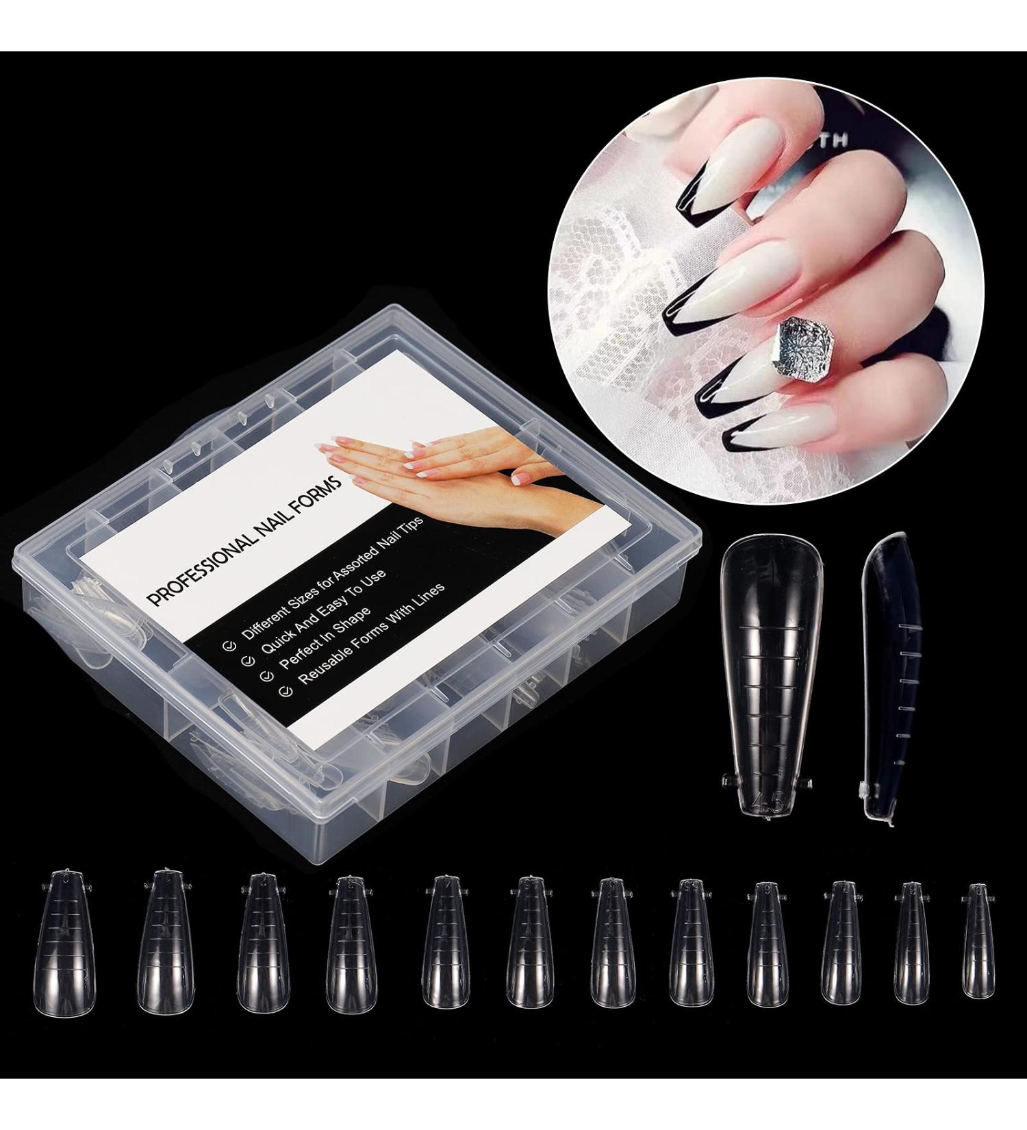 Coffin Sculpted Dual Extension Forms | Nail Mold for Poly Gel, UV Gel, Acrylic | DIY Nail Decoration System - Buy Online on GoSupps.com