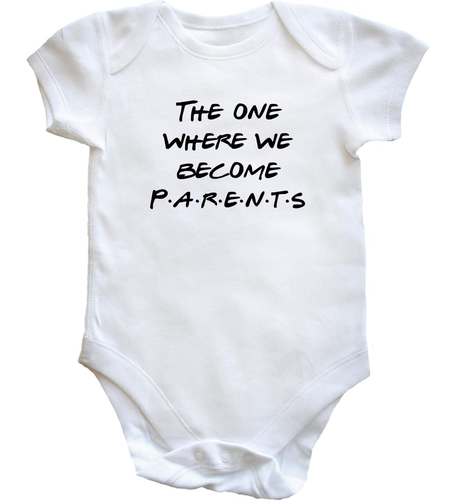 Hippowarehouse The One Where We Become Parents Baby Vest Bodysuit - Short Sleeve for Boys and Girls - Buy Online on GoSupps.com