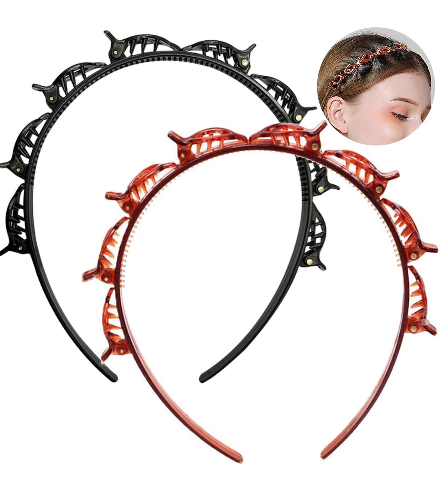 Bangs Hairstyle Hairpin Set - 2 PC Hair Clips & Headbands for Perfect Hairdos | Black & Brown - Buy Online on GoSupps.com