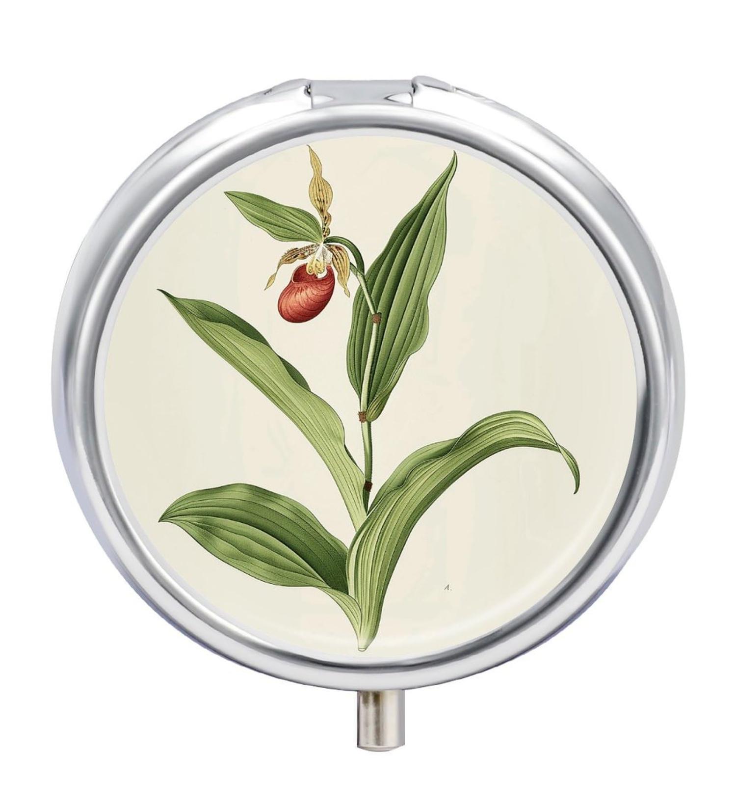 Travel Pill Box with Red Flowers - 3 Compartment Portable Pill Organizer for Purse & Pocket | Small Medicine Case for Easy Travel - Buy Online on GoSupps.com