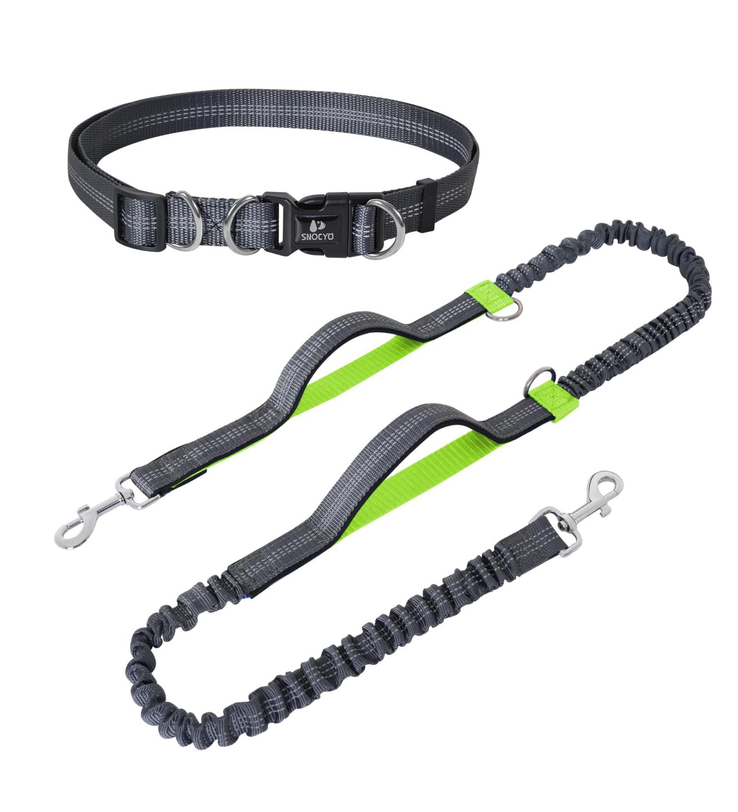 Snocyo Jogging Leash for Medium & Large Dogs | Elastic Reflective Dog Leash with Double Handle & Waist Belt | Perfect for Running & Exercise - Buy Online on GoSupps.com