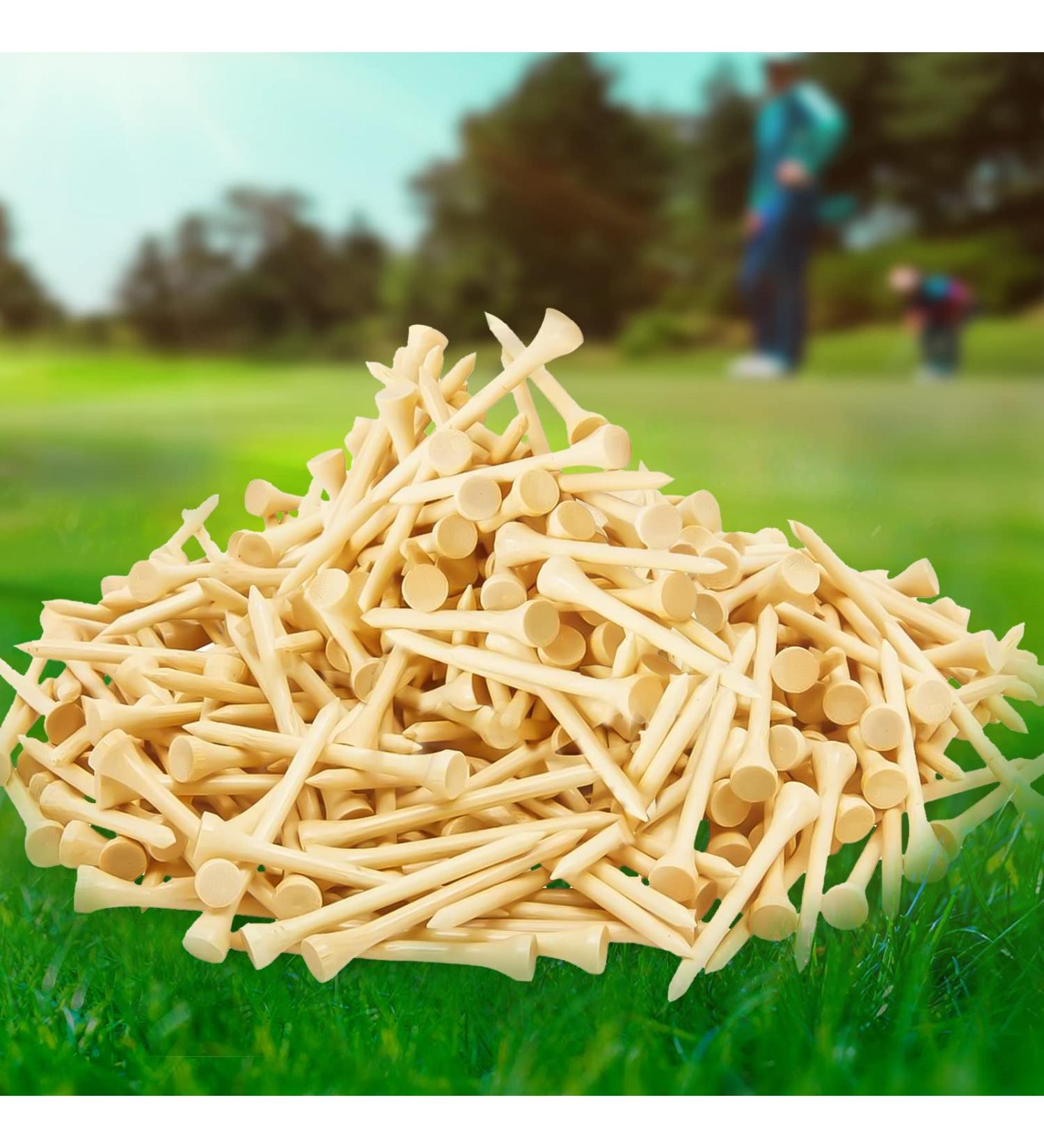 Professional Bamboo Golf Tees Wood Pack of 50 | 3-1/4 Long & 2-1/8 Short Biodegradable Tees | Reduce Friction & Side Spin | Driver Golf Accessories - Buy Online on GoSupps.com