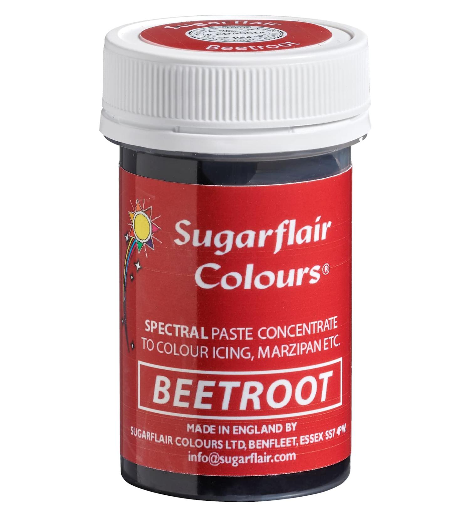 Sugarflair Beetroot Spectral Food Colouring Paste Highly Concentrated for Use with Sugar Pastes Buttercream Royal Icing or Cake Mix Vibrant Colour Dye - 25g