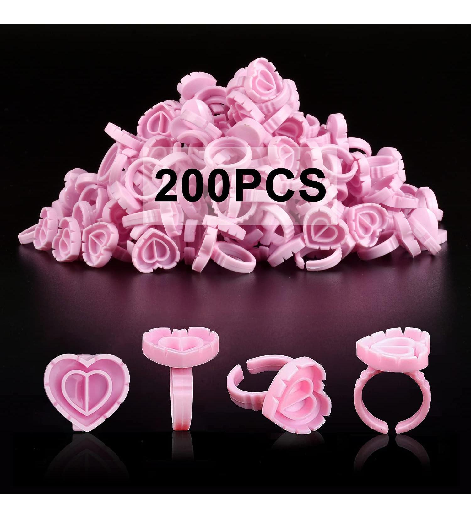 Infilila 200PCS Disposable Glue Rings for Eyelash Extensions - Lovely Heart Shape Pink Lash Extension Supplies - Buy Online on GoSupps.com