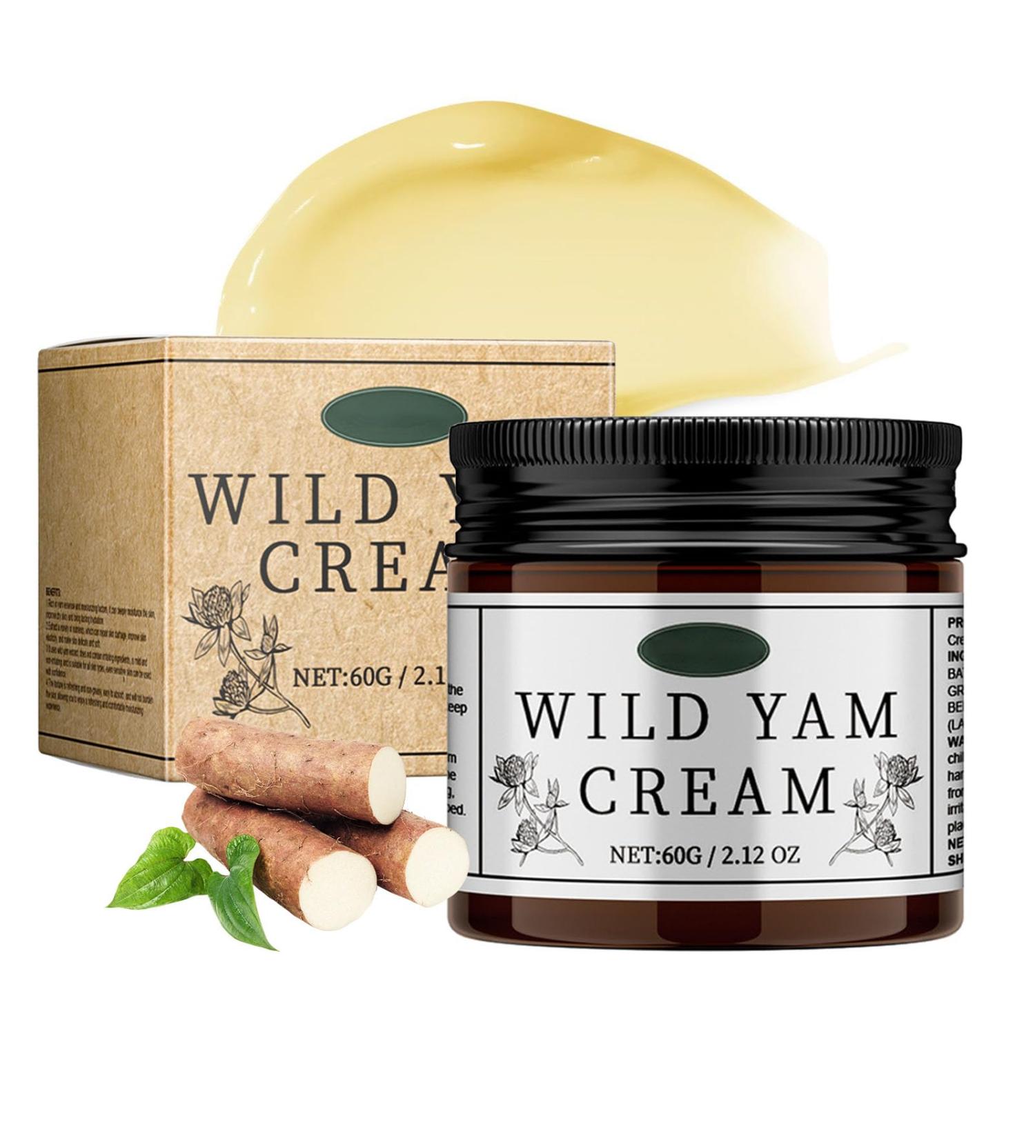 Wild Yam Cream - Organic Yam Cream for Skin Lightening - Anti Wrinkle Face Cream - Hydrating Face Cream for Dry Skin - Anti Aging Face Moisturizer for Women - Soothing Brightening Moisturising 60g - Buy Online on GoSupps.com