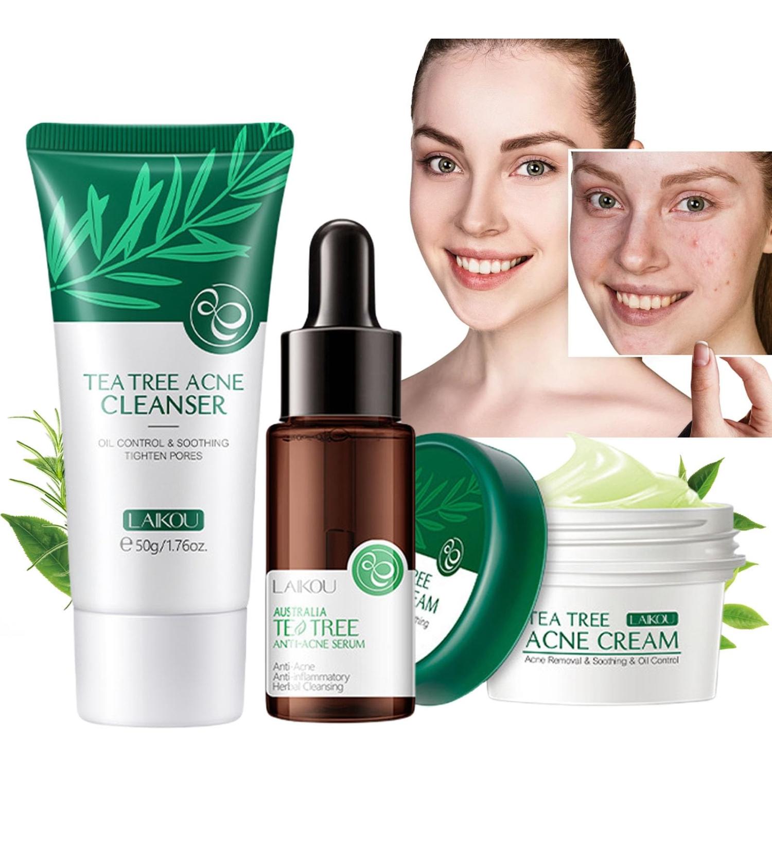 Tea Tree Skin Care Set | Oil Control & Pore Cleansing Kit for Balanced Skin | Travel-Friendly Moisturizer Cleanser & Serum for Teen Girls - Buy Online on GoSupps.com