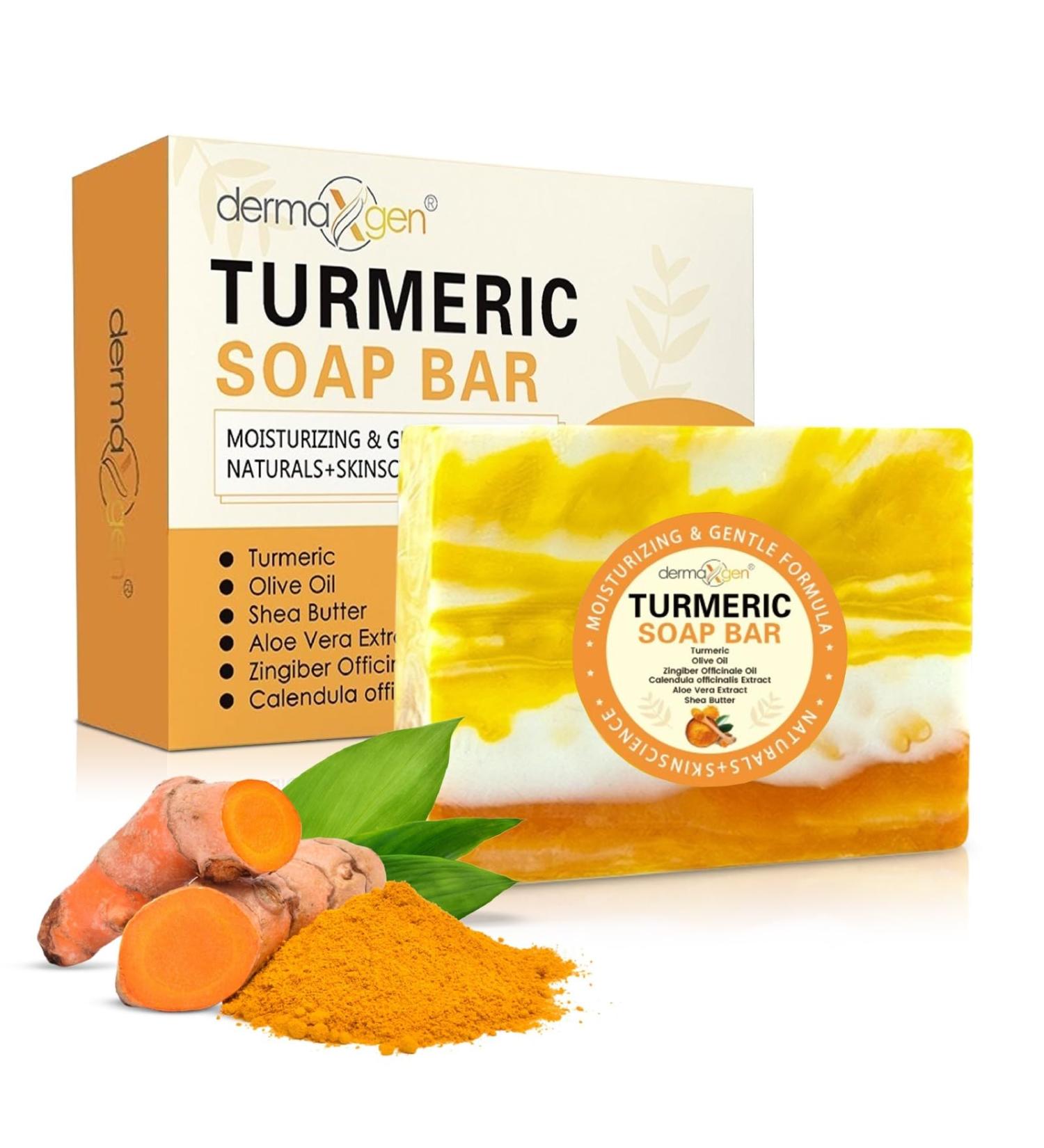 Organic Turmeric Soap Bar | Handcrafted Skincare for Blemish Control & Radiant Skin | Natural Face & Body Cleanser (7 OZ - Buy Online on GoSupps.com