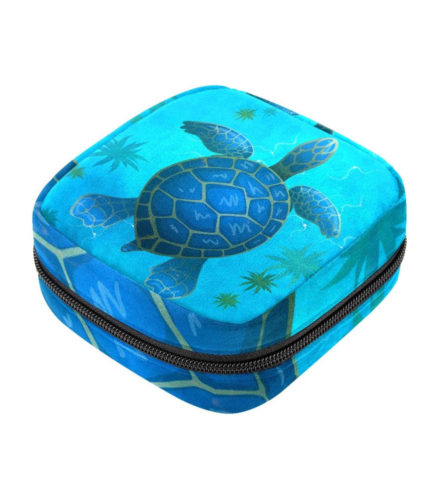Buy Blue Sea Turtle Sanitary Napkin Storage Bag | Portable Period Bag for Women & Teens | Menstrual Cup Pocket & Breastfeeding Holder - Buy Online on GoSupps.com
