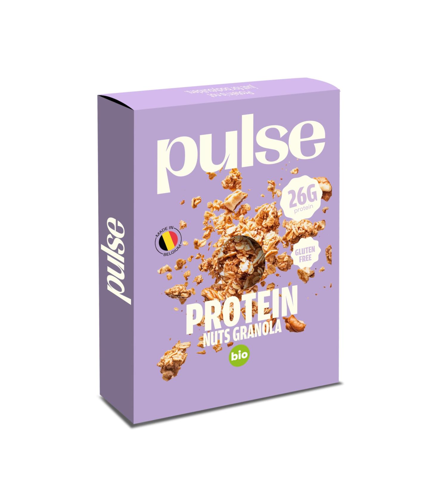 Pulse Protein PULSE PROTEIN - Organic Walnut Protein Granola - Flaxseed - Dark chocolate - Vegan - Granola without added sugar - Sports supplements - Gluten free - 350g