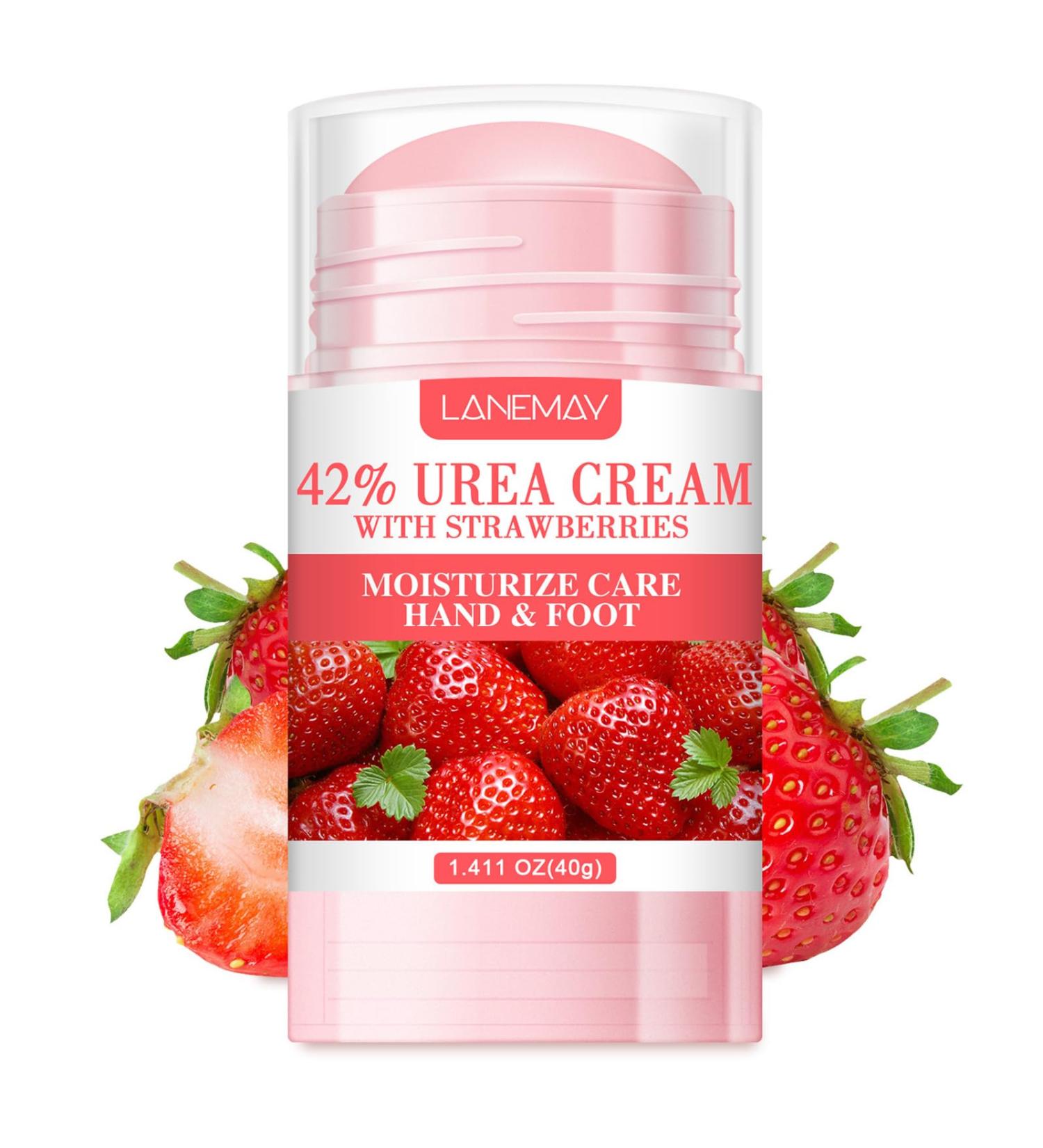 Grospe 42% Urea Cream Moisturizer plus Strawberry for Dry Cracked Feet Knees Elbows Hands Hydrates & Nourish Foot Care for Softens Exfoliates Dead Skin Smoothing Skin 1.41Oz - Buy Online on GoSupps.com