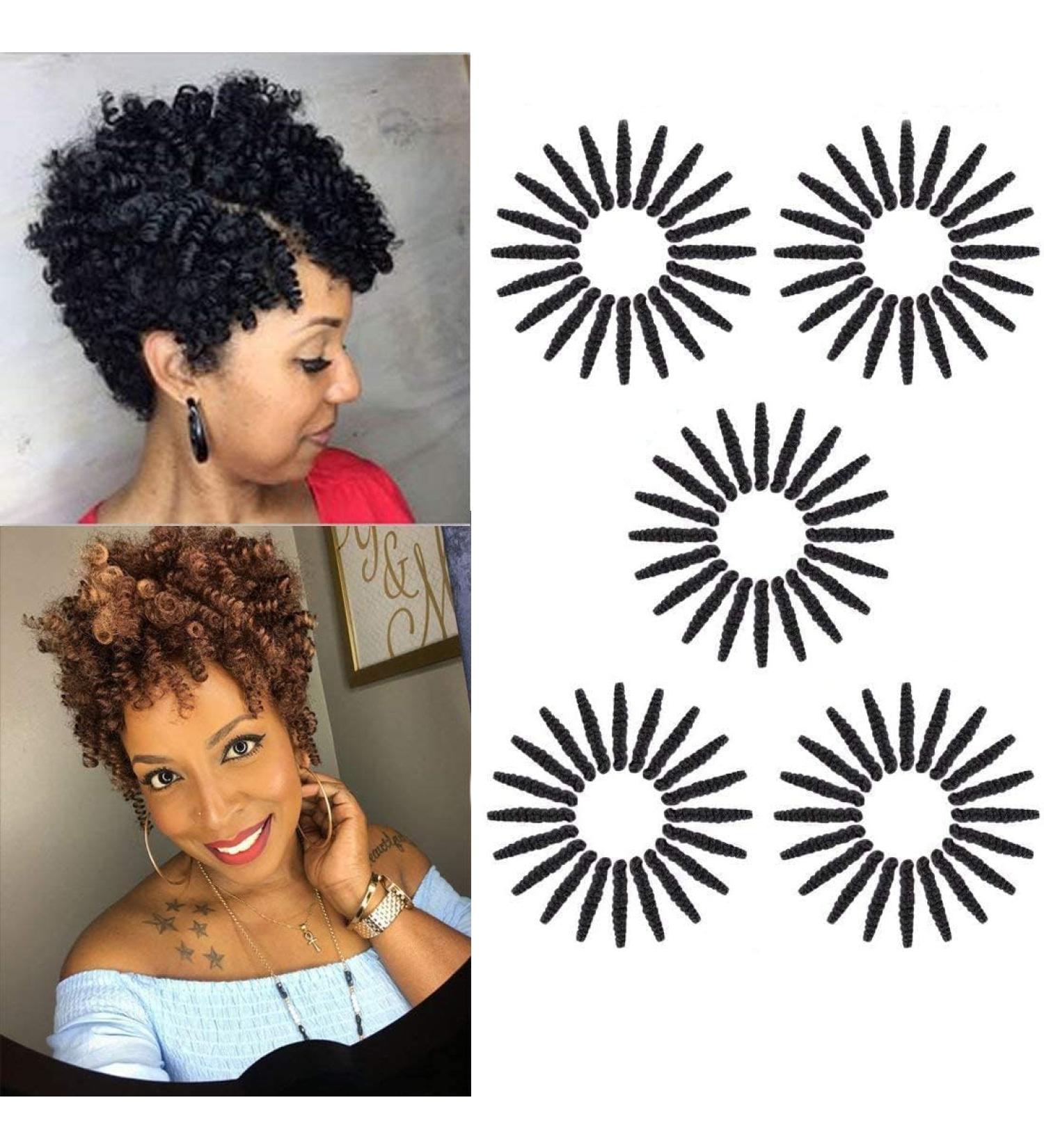 Queentas 5 Pack 10-Inch Short Curls Braids Extensions for Women - Afro Crochet Toni Curls Braid (6mm) Hair Extensions in Black - Buy Online on GoSupps.com