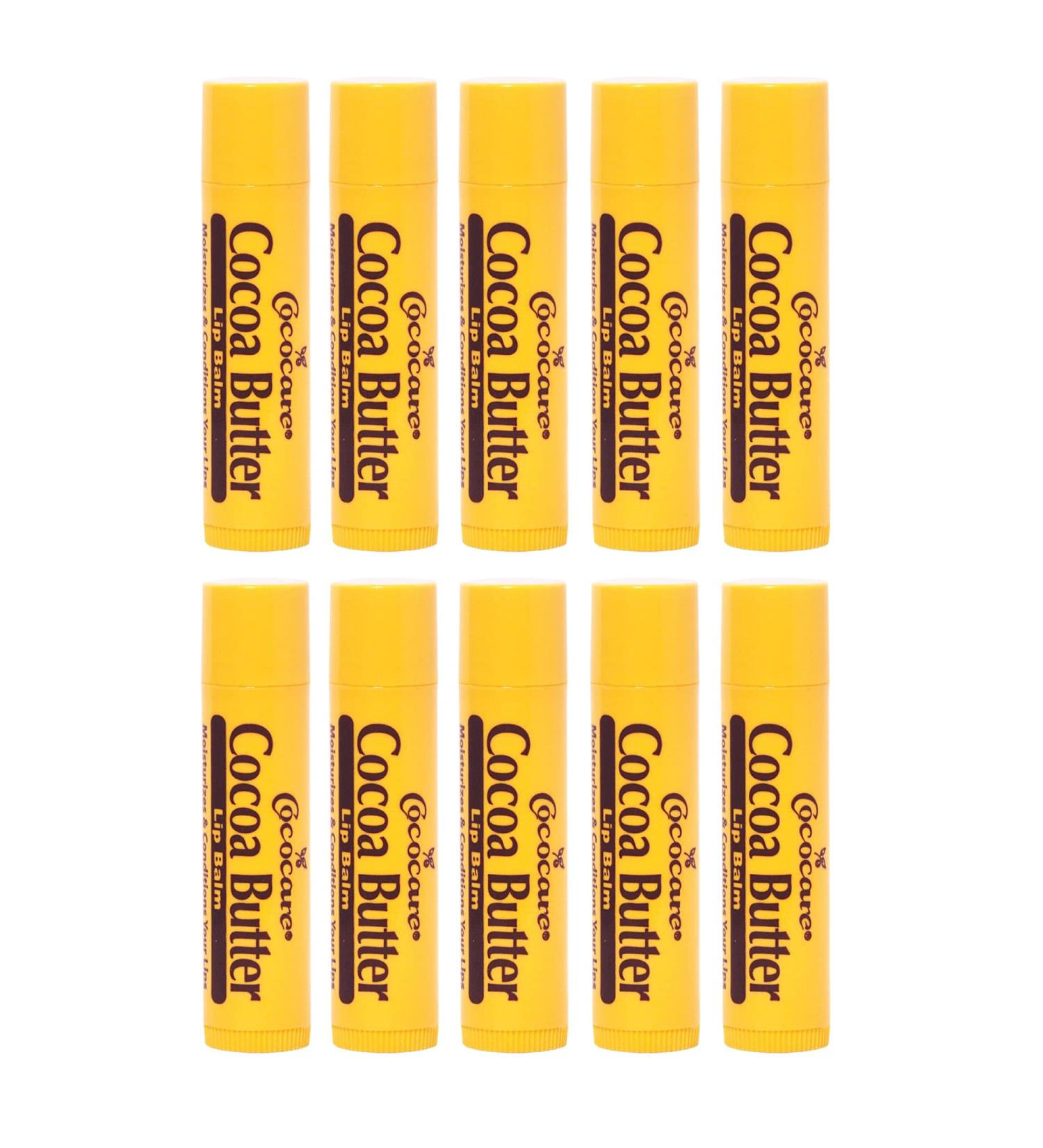 Cococare Cocoa Butter Lip Balm - The Little Yellow Stick Enriched with Natural Cocoa Butter - Conditions & Protects Lips with Hydrating Formula - 0.15oz (10 Sticks) - Buy Online on GoSupps.com