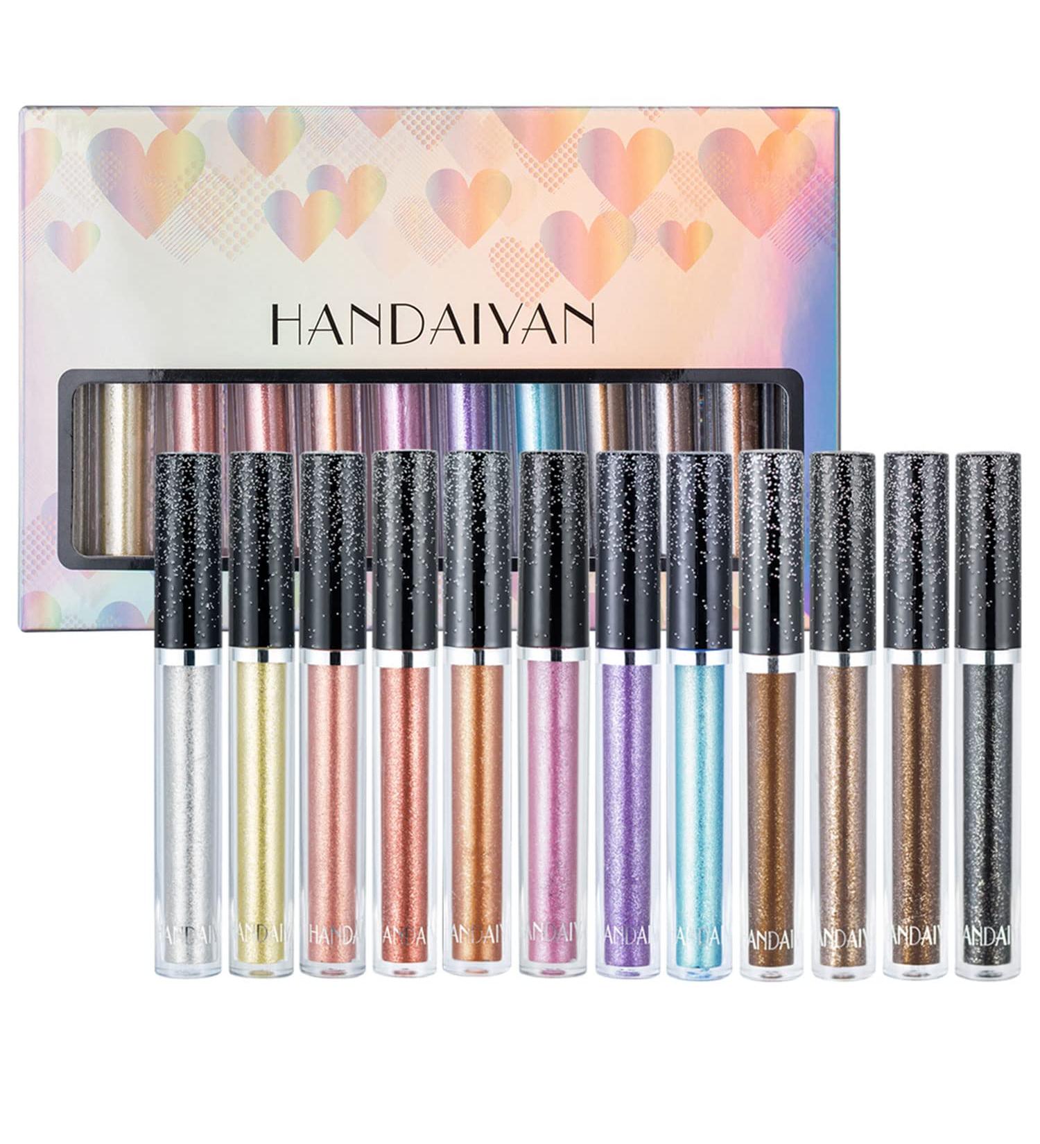 Sparkly Glitter Eyeshadow Palette - 40 Colors, Highly Pigmented Metallic Shimmer, Long Lasting Waterproof - Pink, Blue, Green, Red, Gold, Purple - 12PC Set - Buy Online on GoSupps.com