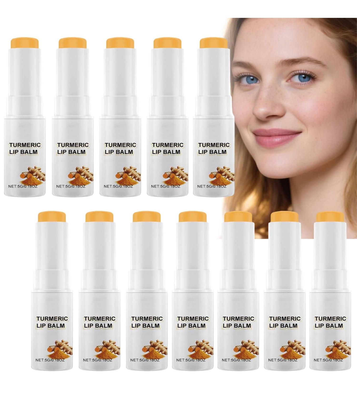  JASUBAI Pack of 12 turmeric lip balms for dark lips with vitamin E - Long-lasting moisturizing care cream - Nourishes brightens - Moisturizes - Smoothes - For dry and chapped lips - Buy Online on GoSupps.com