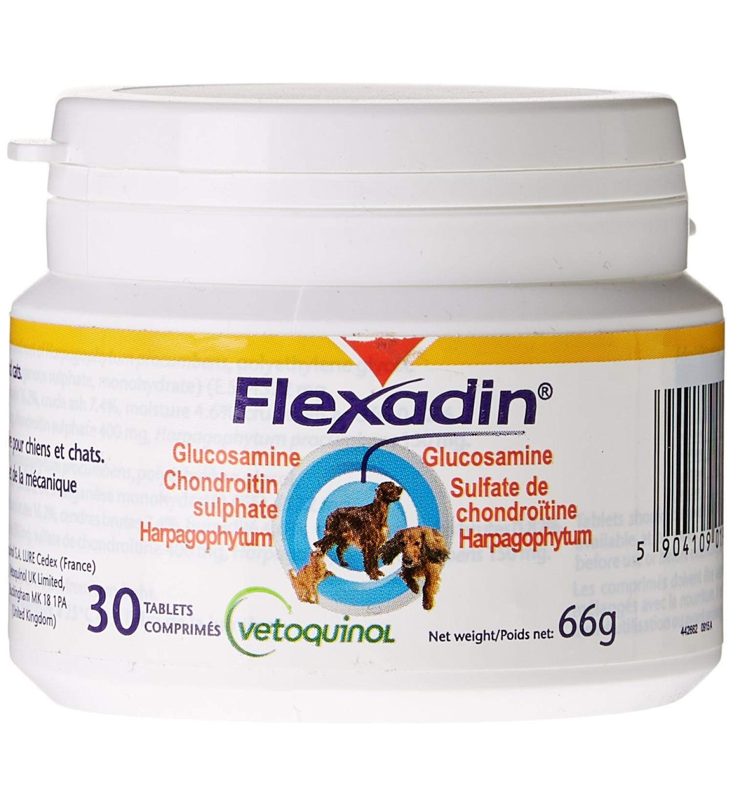 Vetoquinol Flexadin Food Supplement Bottle of 30 Scored Tablets - Buy Online on GoSupps.com
