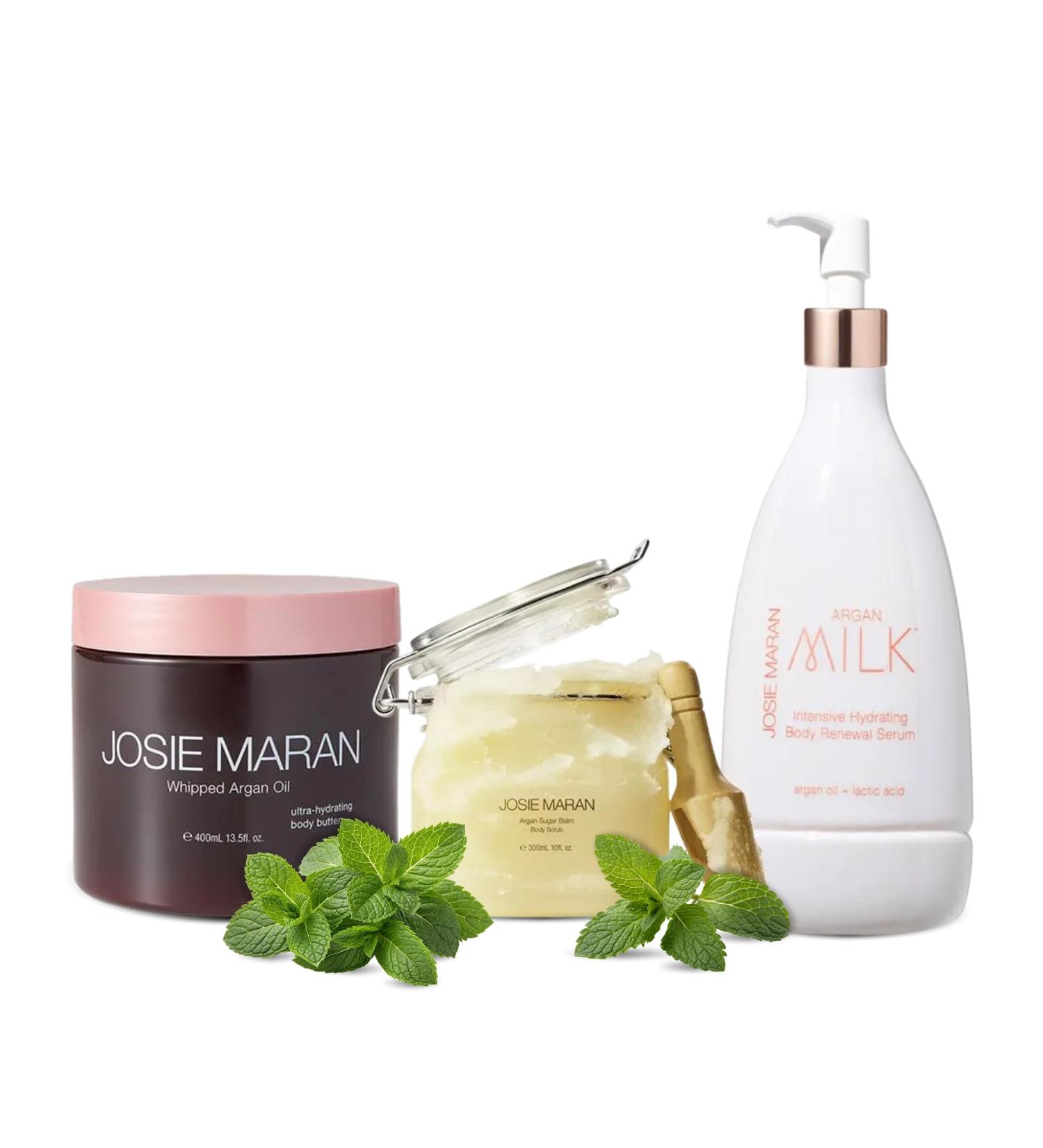 Josie Maran Let s Do the Peppermint Twist Body Skin Care Set - Includes Argan Oil Whipped Body Butter Sugar Body Scrub & Argan Milk Intensive Hydrating Body Renewal Serum (3 Pieces) - Buy Online on GoSupps.com
