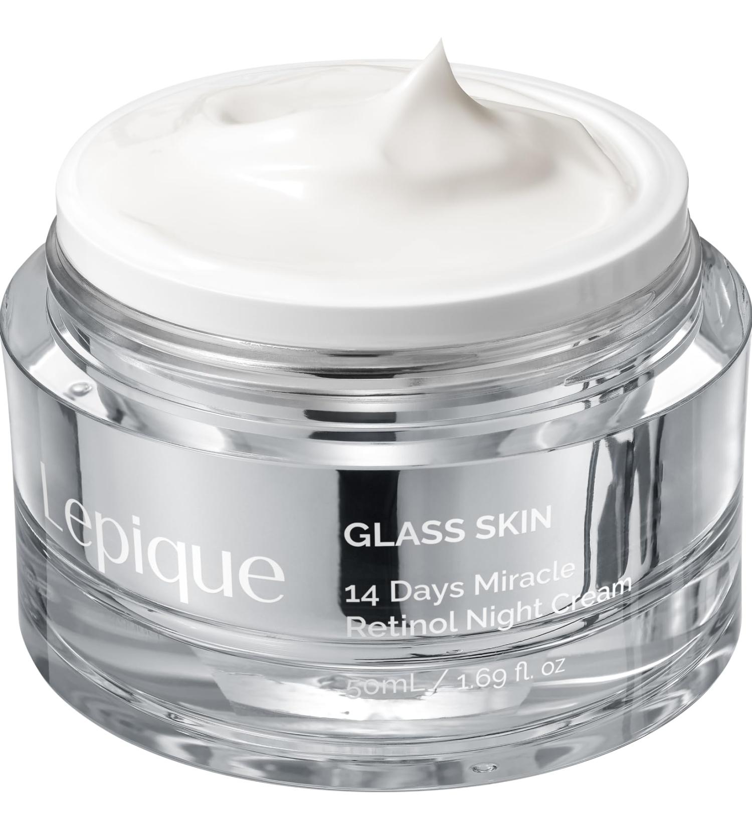 GLASS SKIN 14 Days Miracle Retinol Night Cream - Korean Skincare Anti-Aging Moisturizer for Face & Neck with Collagen & Centella - 1.69oz - Buy Online on GoSupps.com