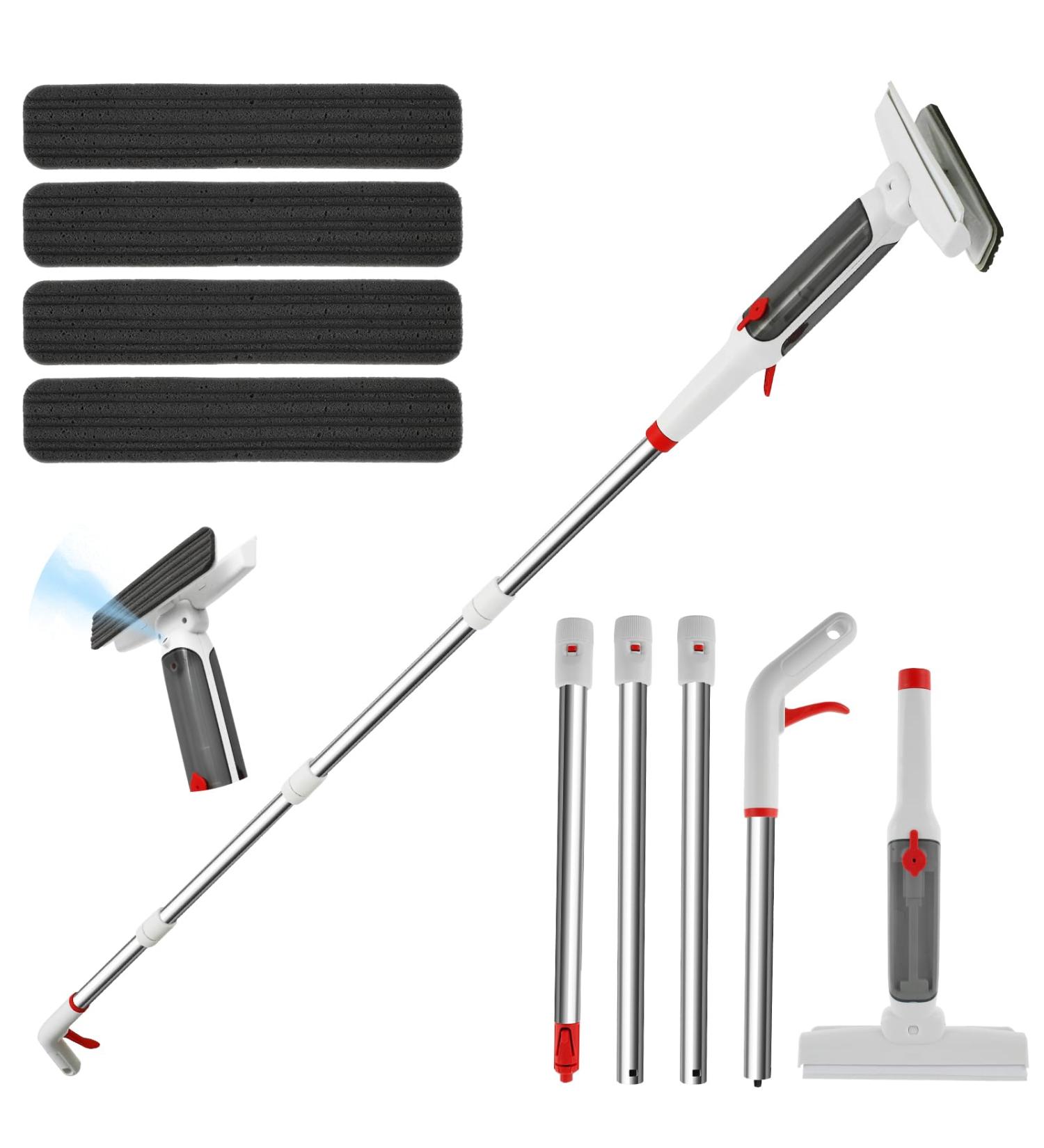 Window Squeegee 75 Inch Water Spray Window Cleaner Anti-Scratch Window Washer Equipment with 4 Poles and 4 Scrubbing Clothes for Cleaning Mirror Shower Glass High Window Car CA - Buy Online on GoSupps.com