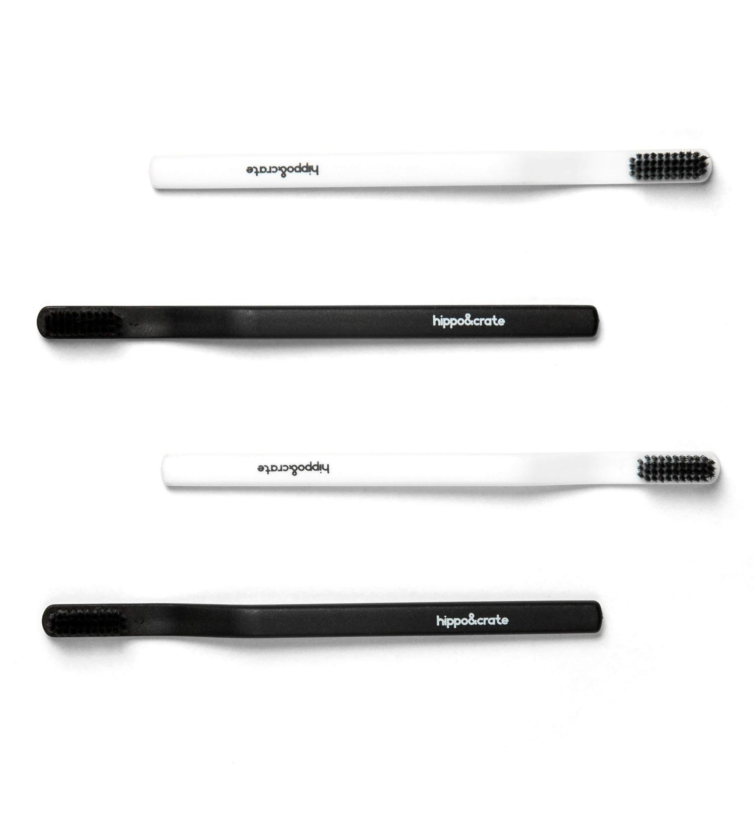 HippoCrate Charcoal Toothbrush - Dentist Approved with Soft Bristles (4 Counts) - Buy Online on GoSupps.com