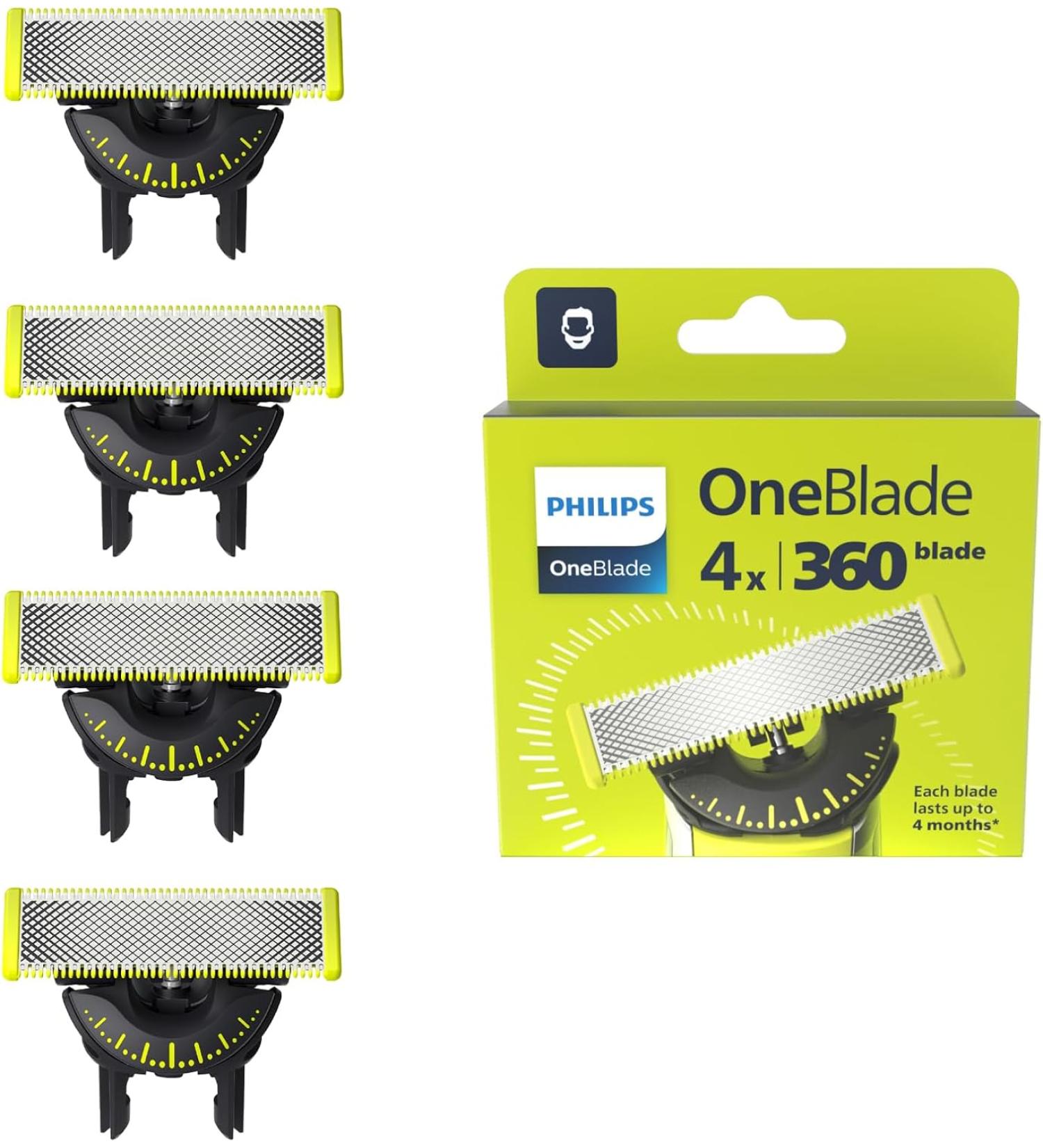 Philips OneBlade Original 360 Blades Fits All OneBlade and OneBlade Pro Models Genuine Philips 4 Pack (Model QP440/50) - Buy Online on GoSupps.com