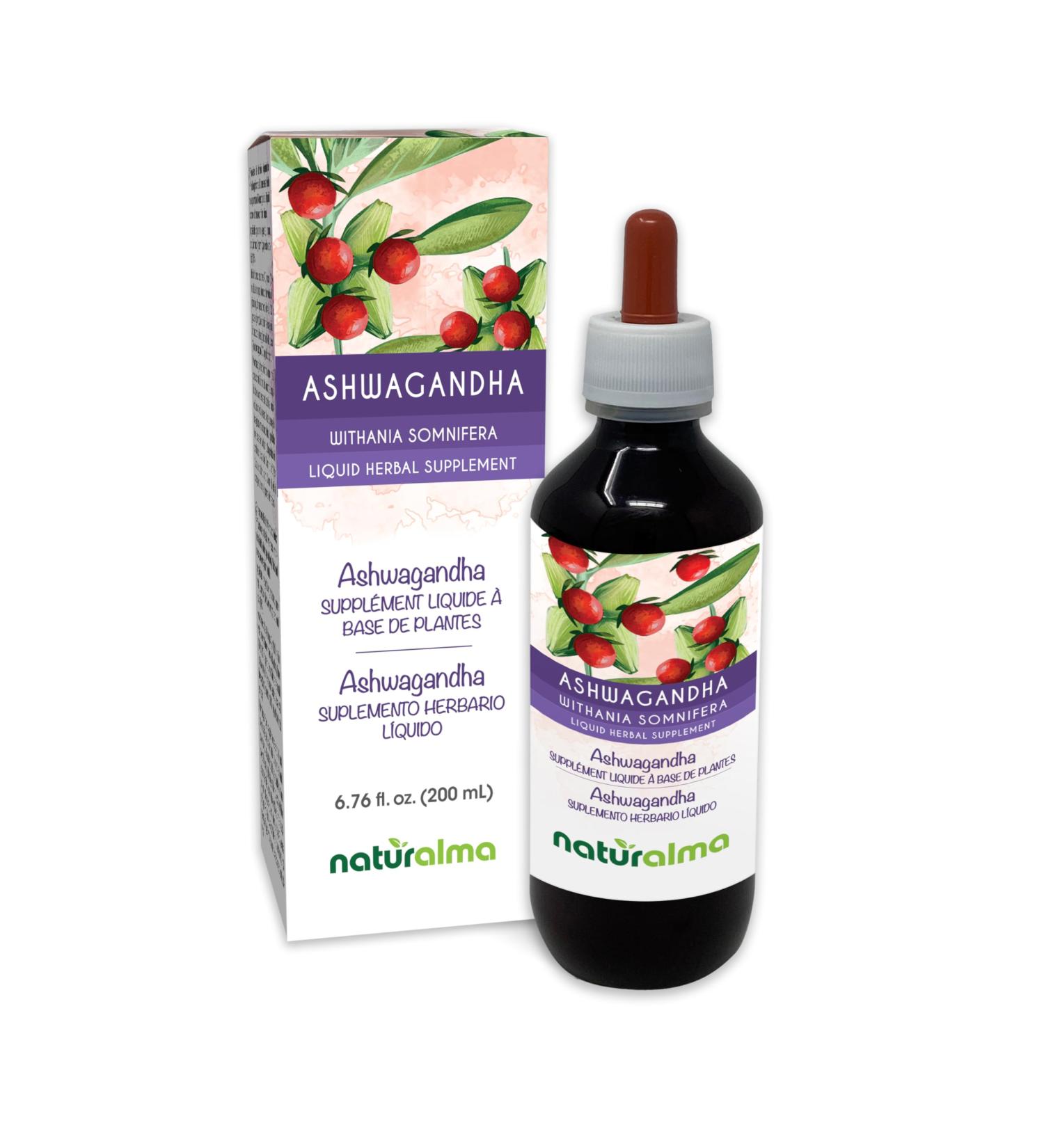 Naturalma Ashwagandha (Withania somnifera) Root Alcohol-Free Tincture - 6.76 fl oz Liquid Extract in Drops - Herbal Supplement - Vegan Alcohol-free 6.76 Fl Oz (Pack of 1) - Buy Online on GoSupps.com