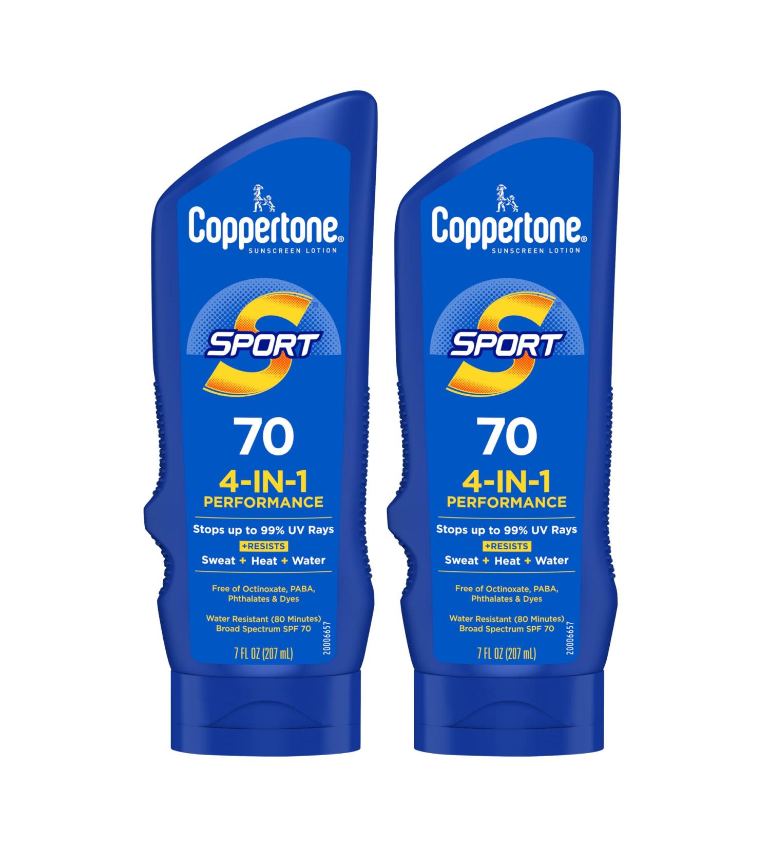 Coppertone Sport Sunscreen Lotion SPF 70 Multi Pack - 7 Fl Oz x 2 | Broad Spectrum Sun Protection - Buy Online on GoSupps.com